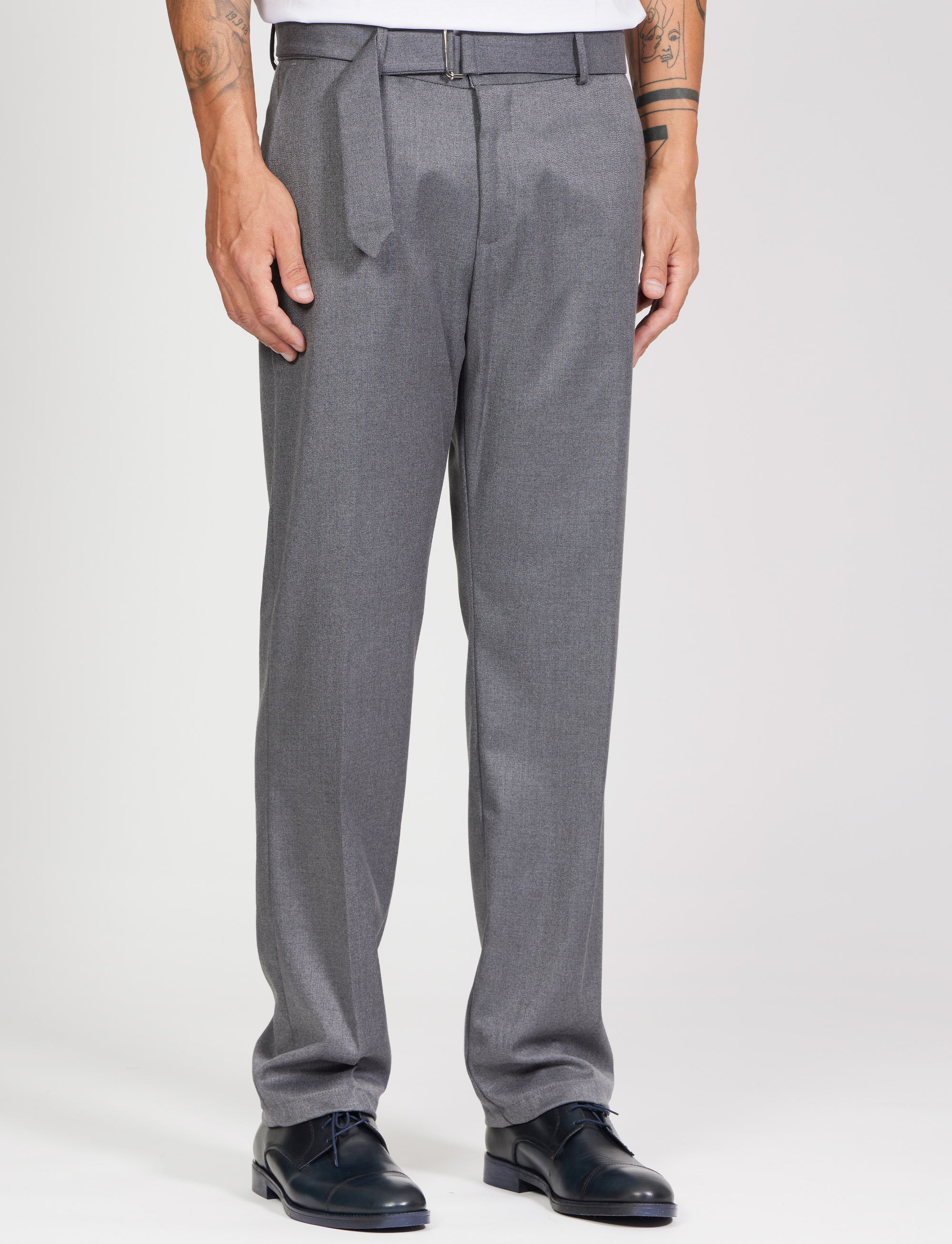 Pantalone fresco di lana con cinturino