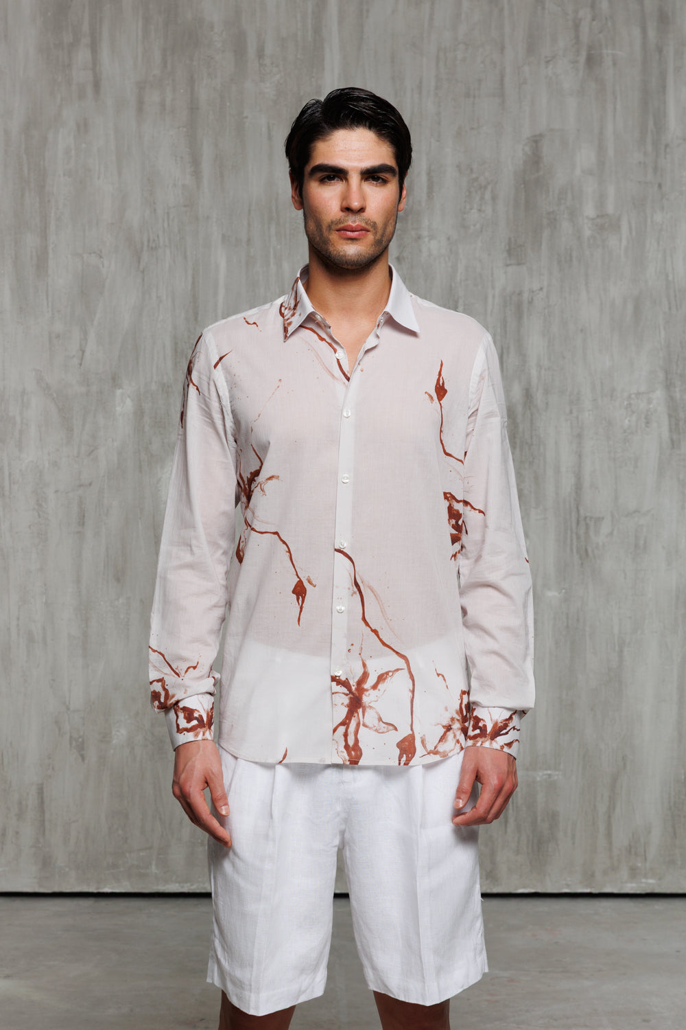 Cotton Mussola shirt with printing