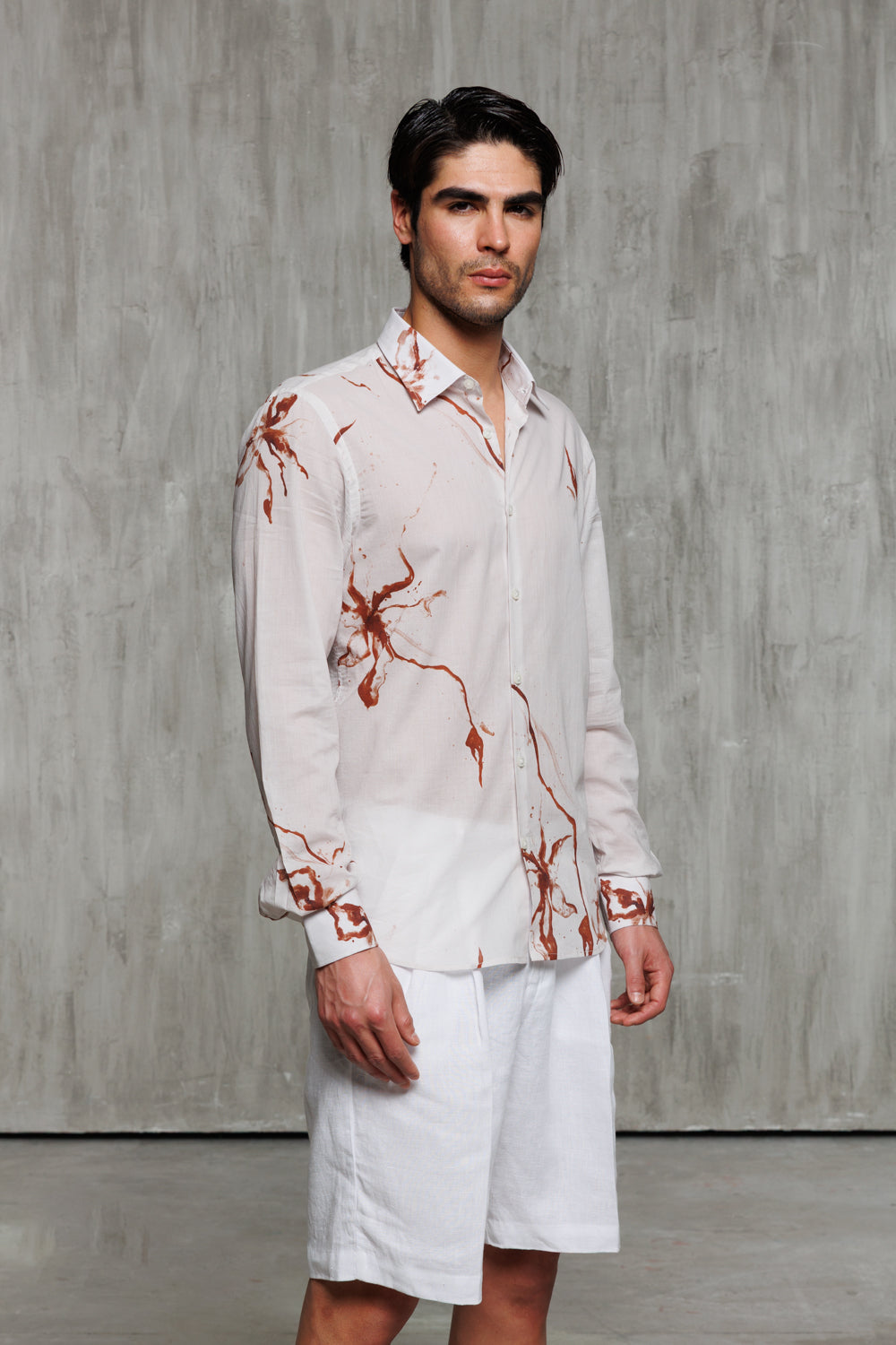 Cotton Mussola shirt with printing