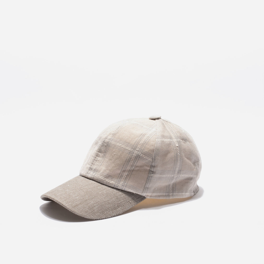 Baseball with check and contrasting visor -Beige-