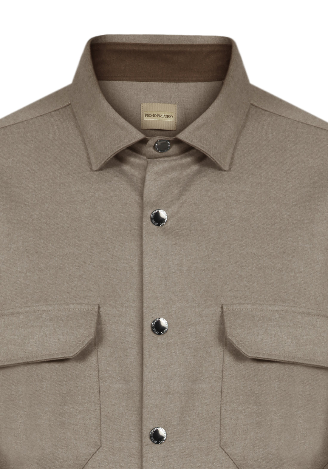 Shirt with snap buttons -Beige-