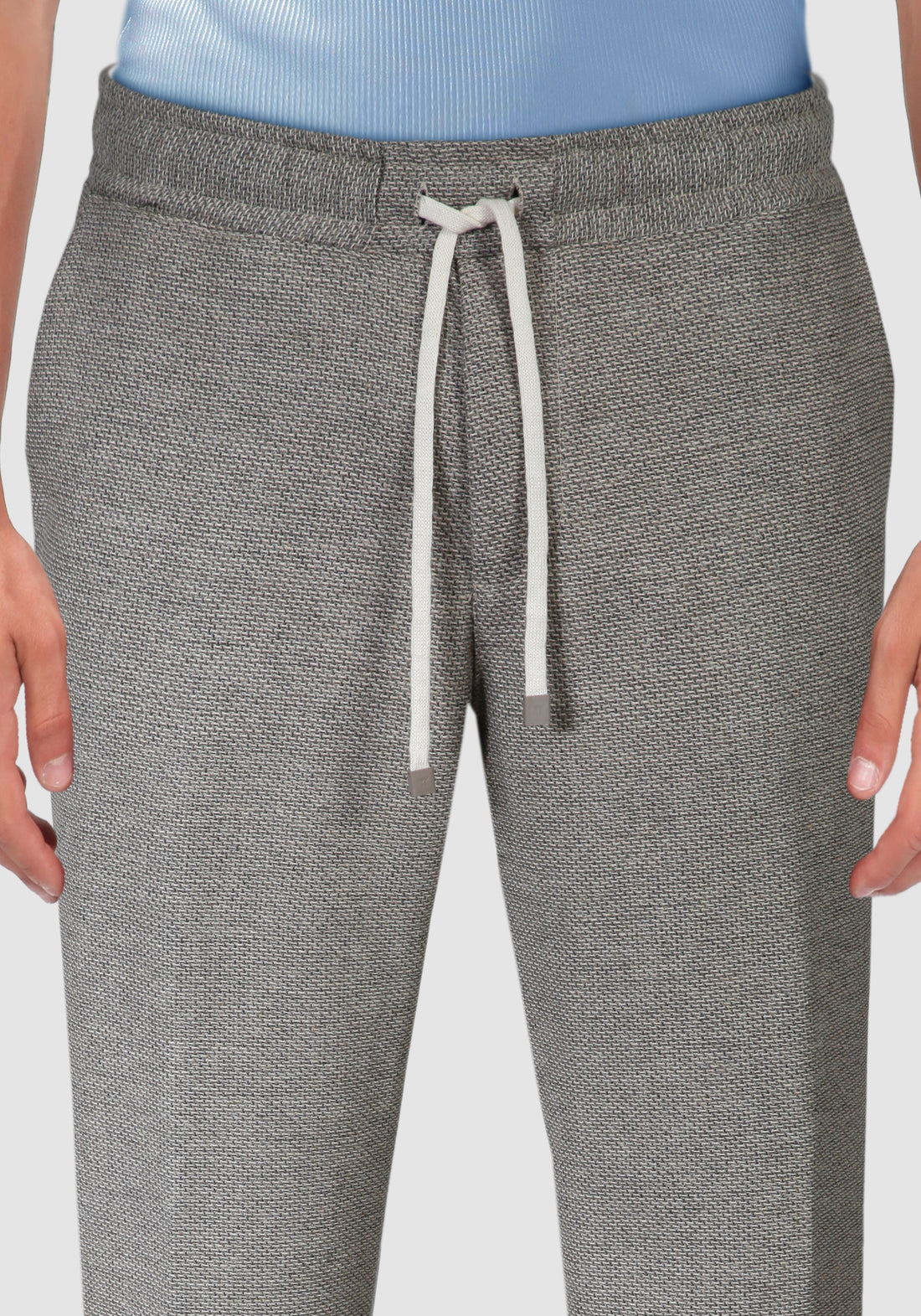 Trousers with laces in hemp fabric