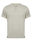 Half sleeve T-shirt with covered buttons