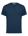 Half sleeve T-shirt with covered buttons