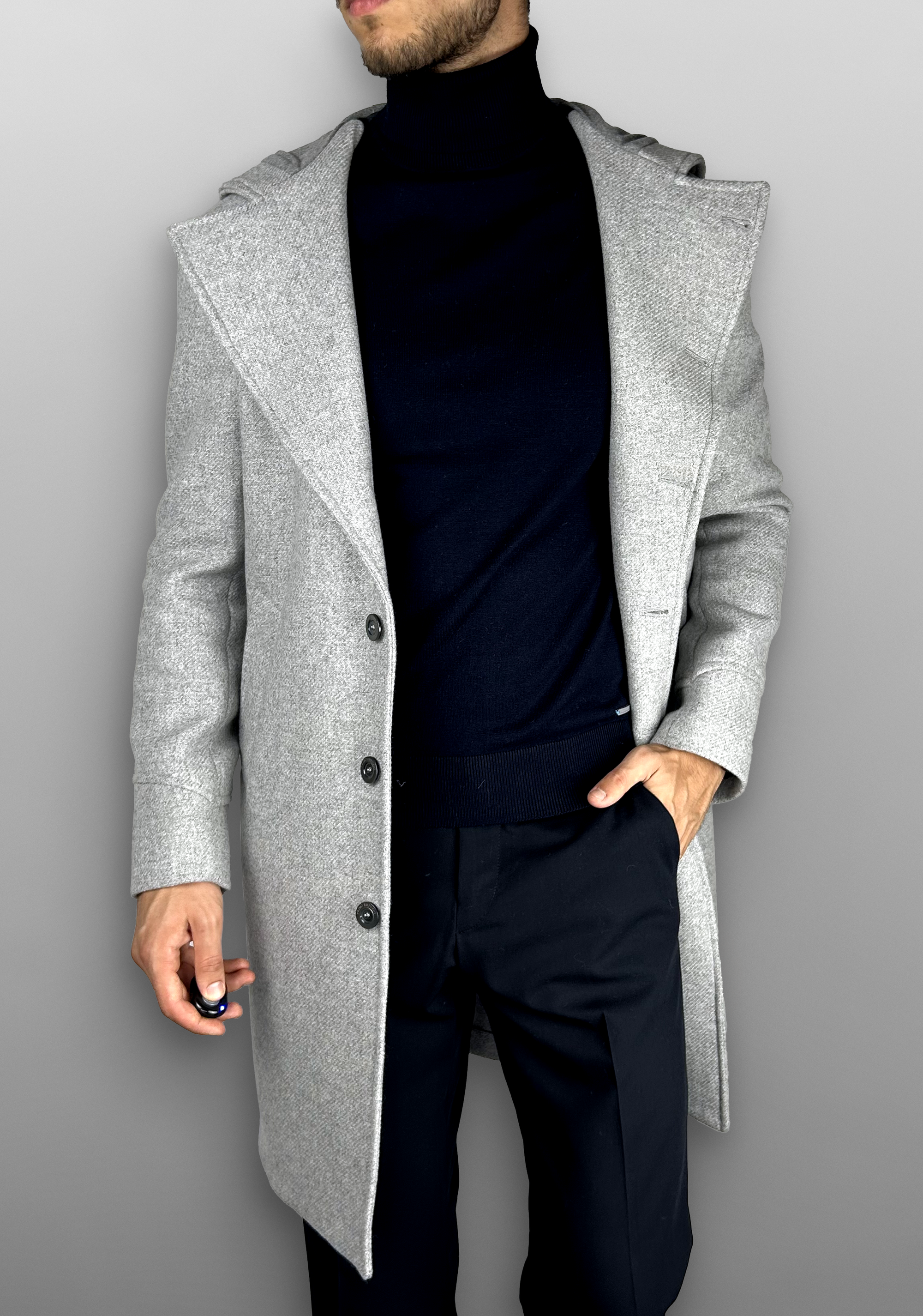 Hooded wool coat