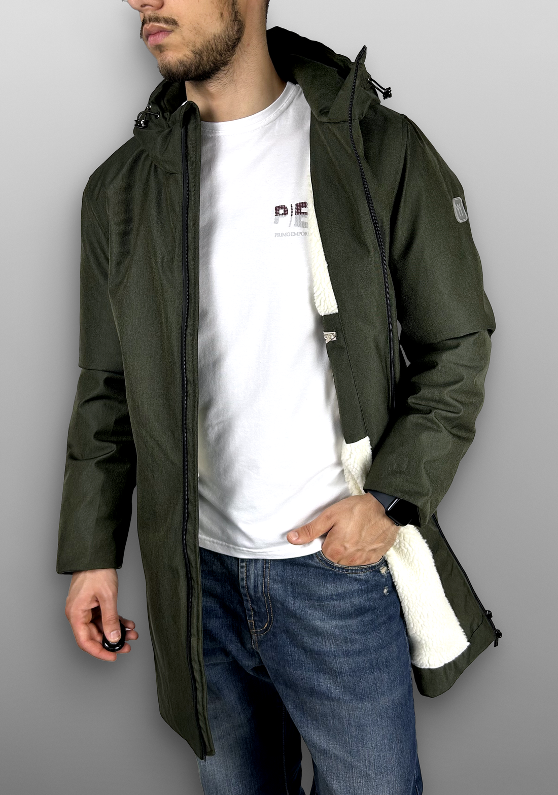 Giubbino Parka lungo  con Zip