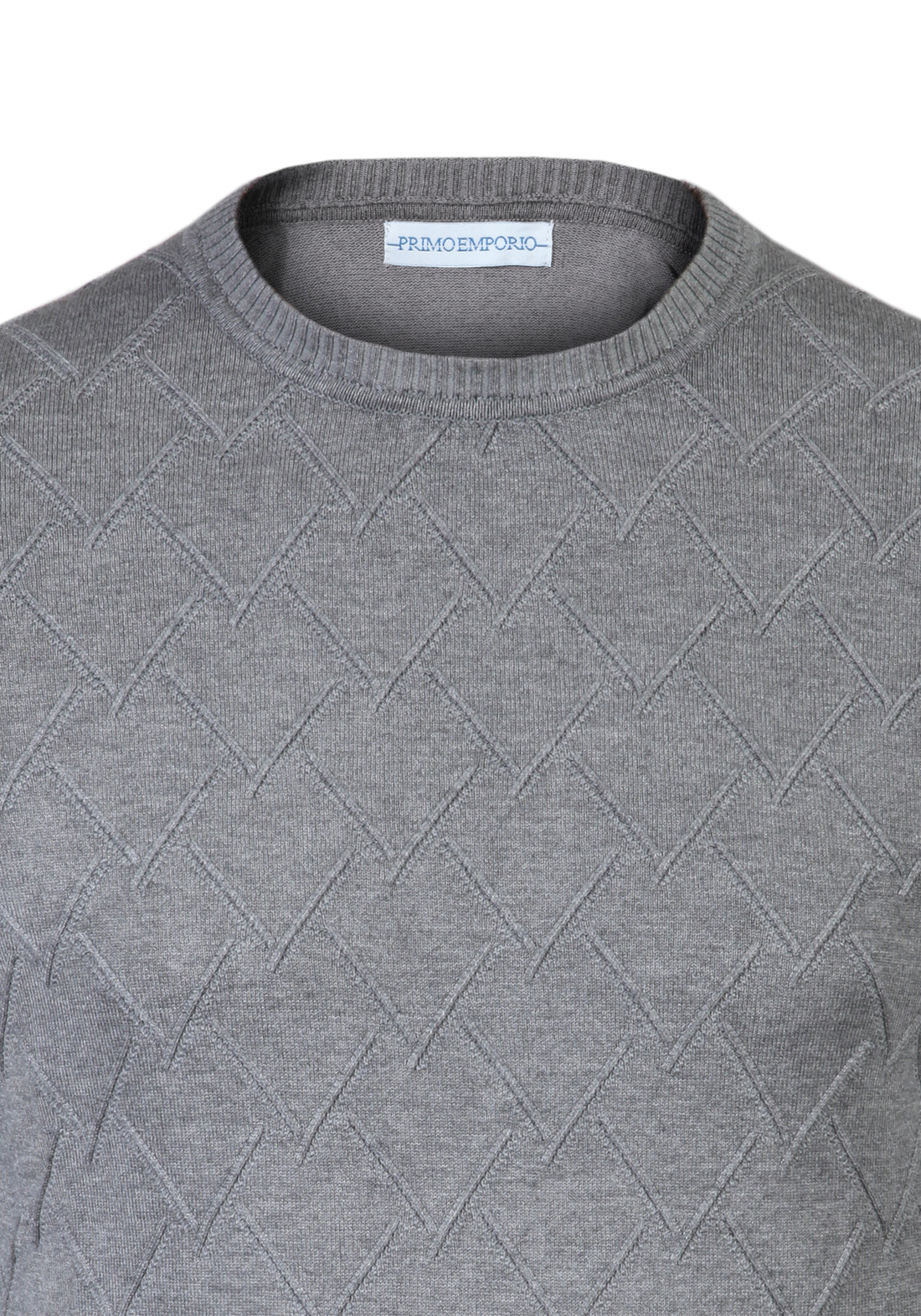 Round neck sweater Geometric elastic viscose - Grey