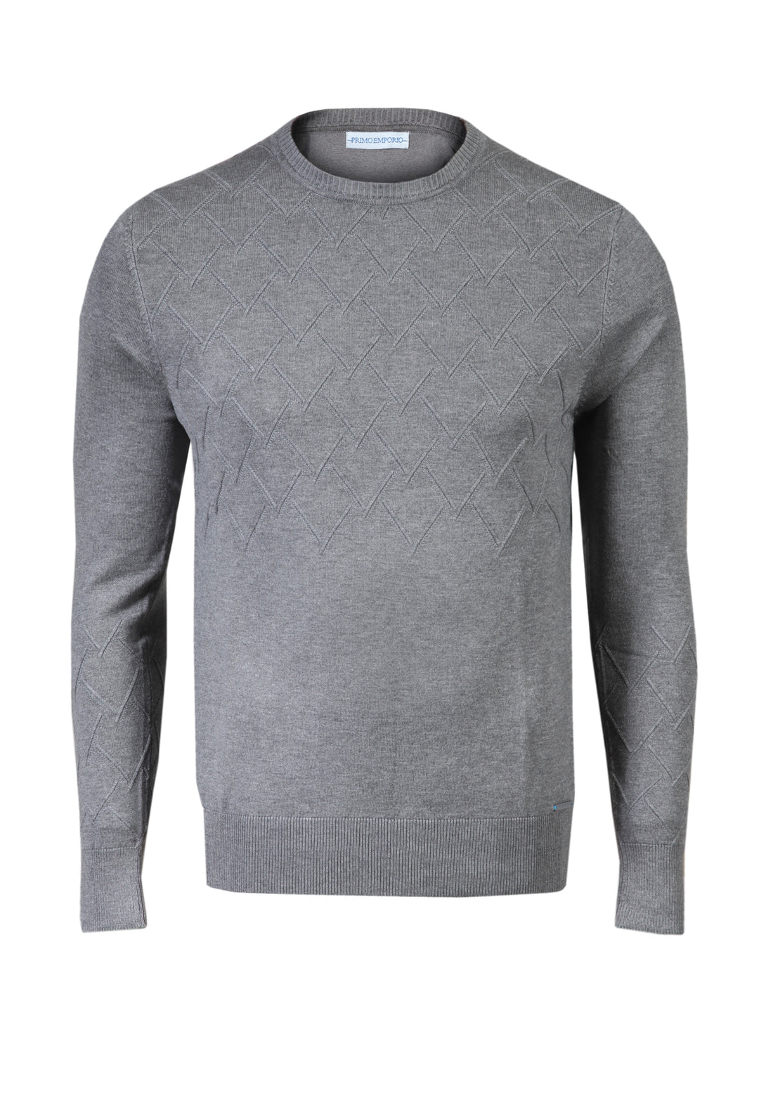 Round neck sweater Geometric elastic viscose - Grey