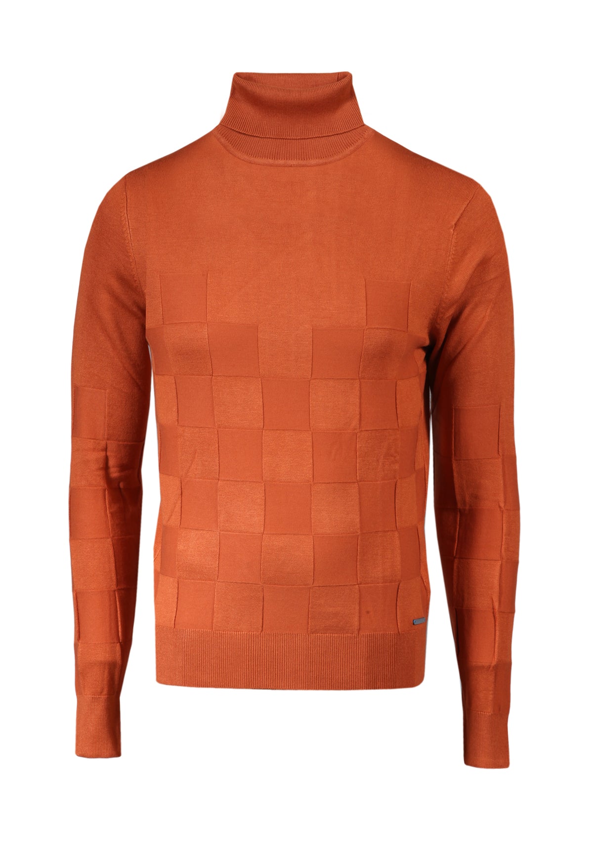 Elastic up -and -high neck viscose shirt - brick