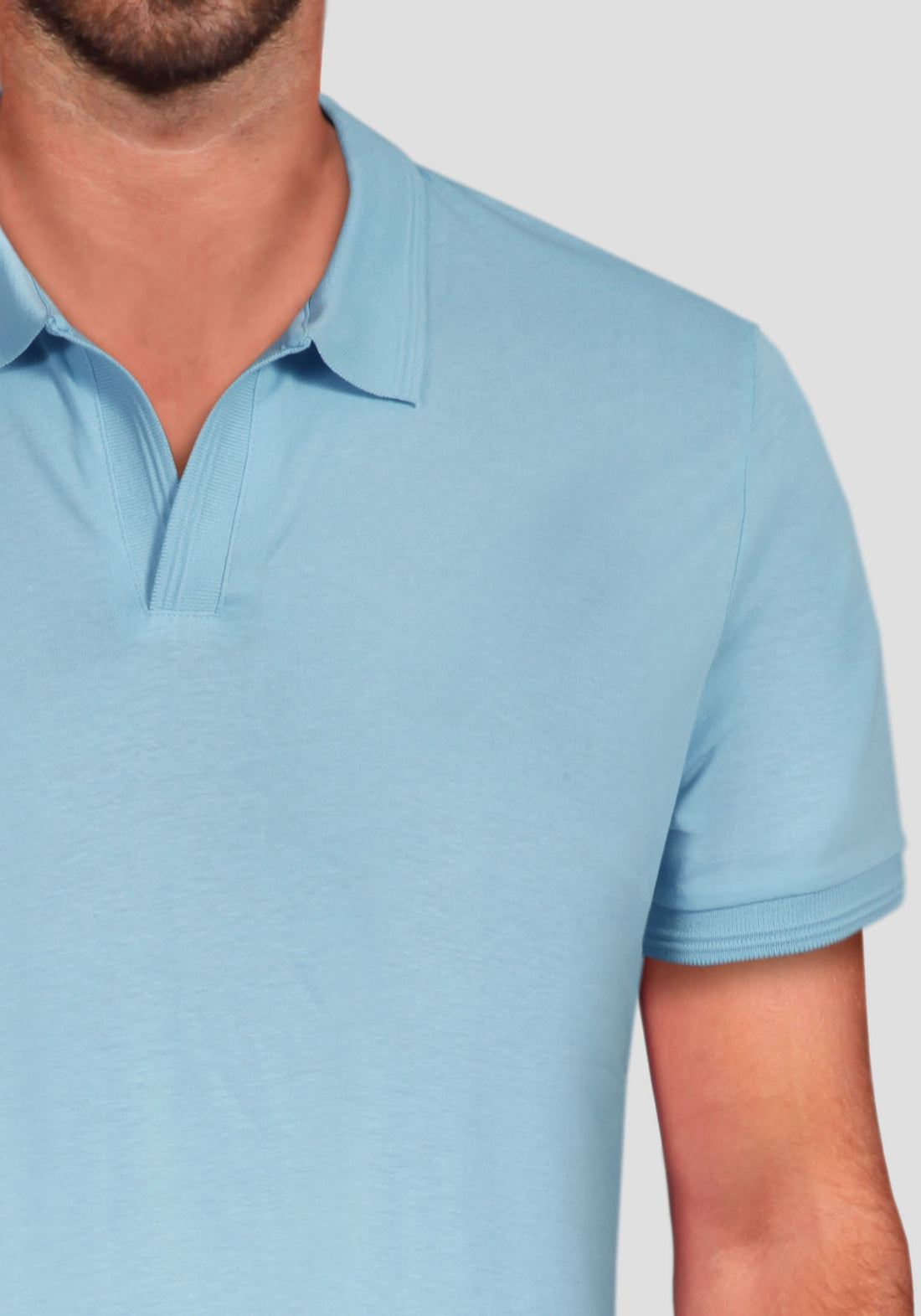 Buttonless Polo Shirt in Cotton - Light Blue