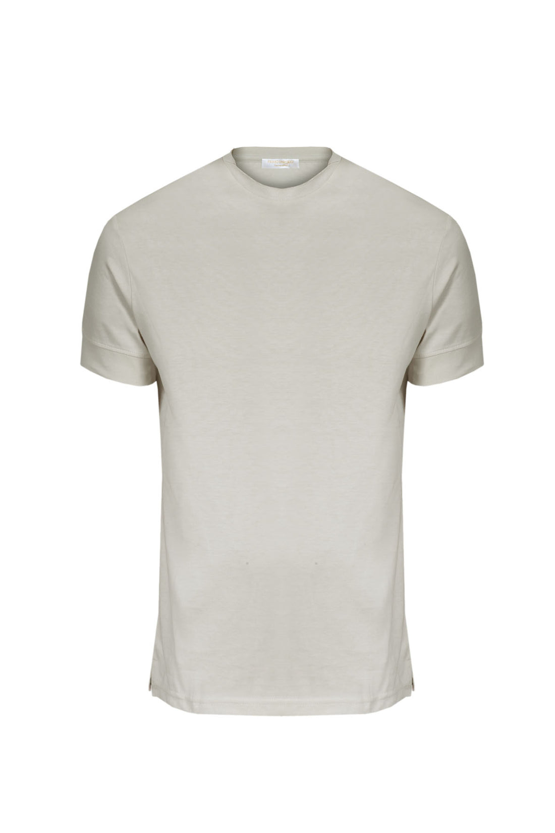 Half Sleeve Round Neck T-Shirt Raw Cut - Beige