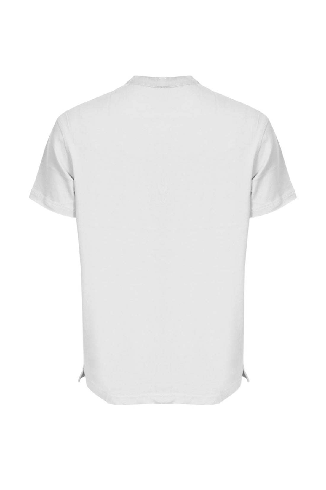 T-Shirt Serafino Mezza Manica in Cotone - Bianco