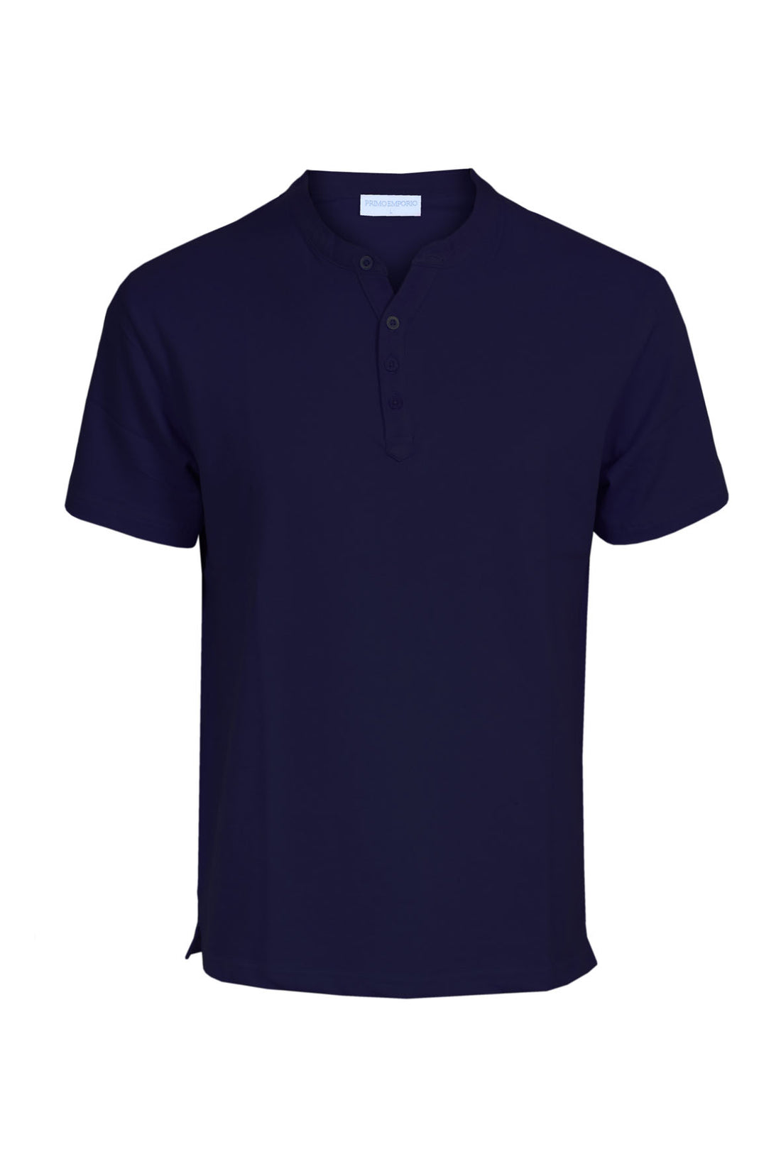 T-Shirt Serafino Mezza Manica in Cotone - Blue