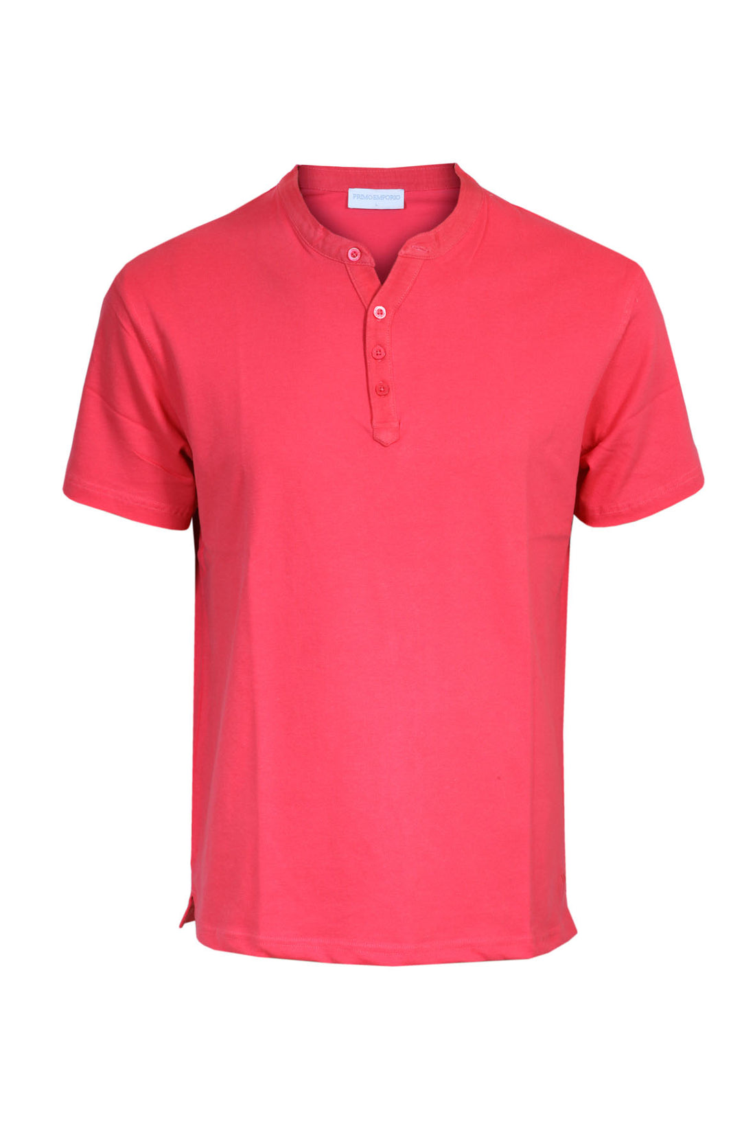 Serafino Half Sleeve Cotton T-Shirt - Coral