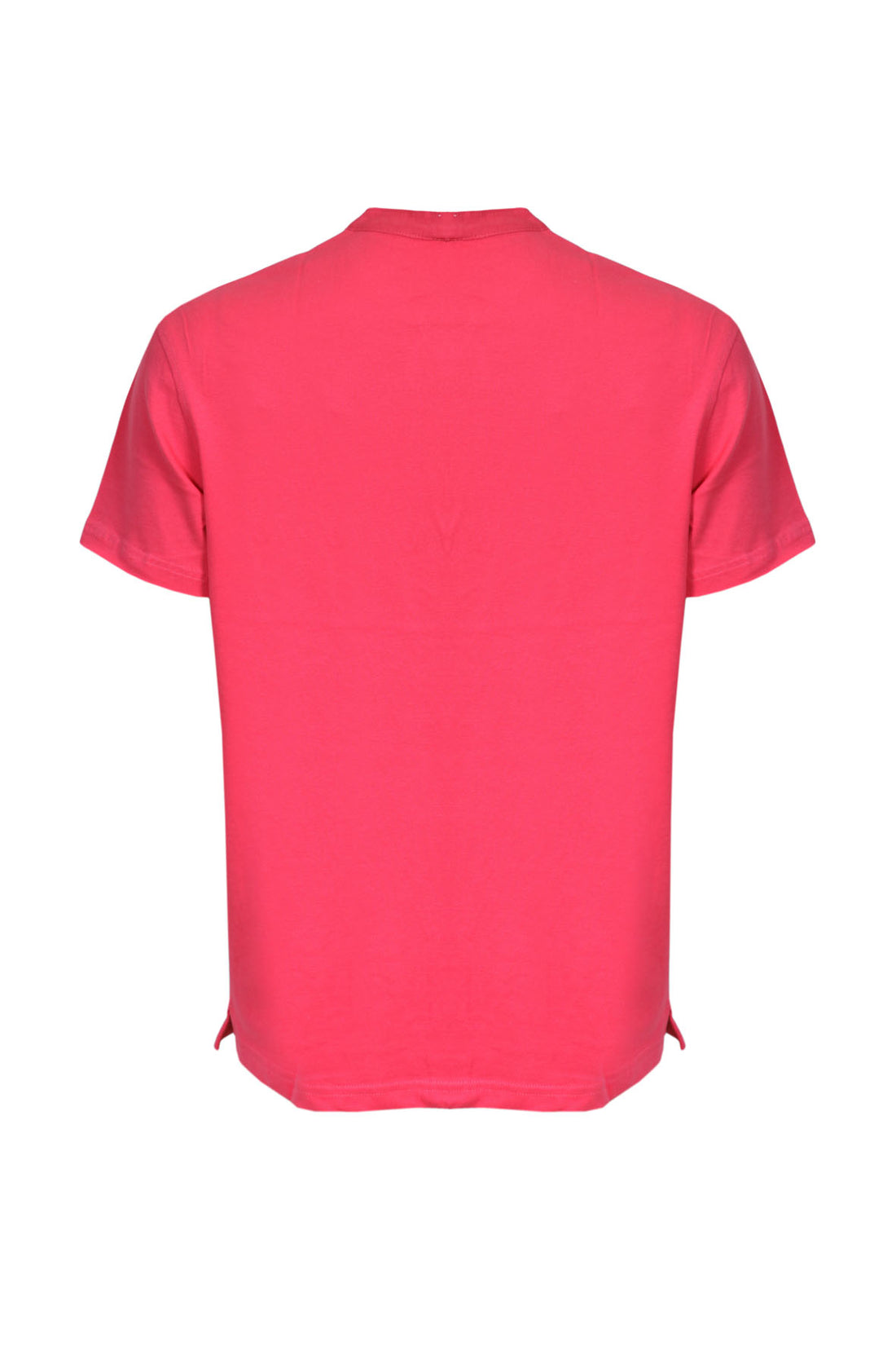 T-Shirt Serafino Mezza Manica in Cotone - Corallo