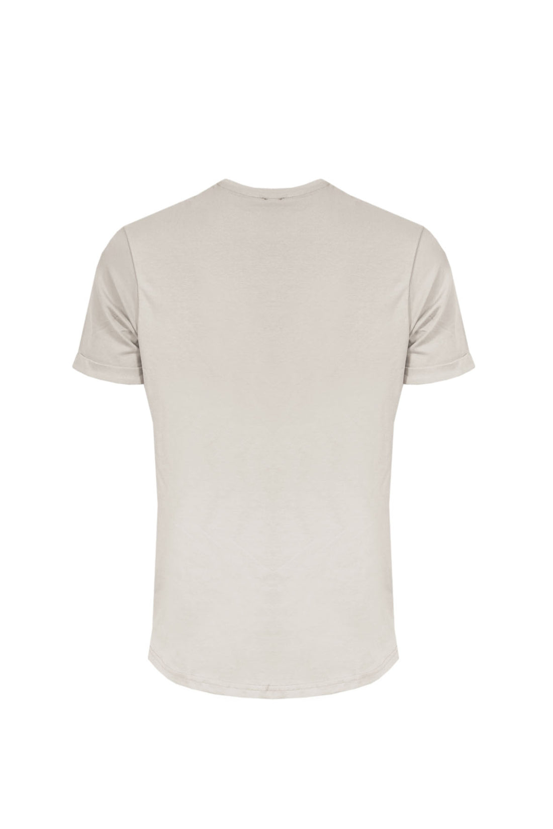 Double Fabric Round Neck T-Shirt - Beige