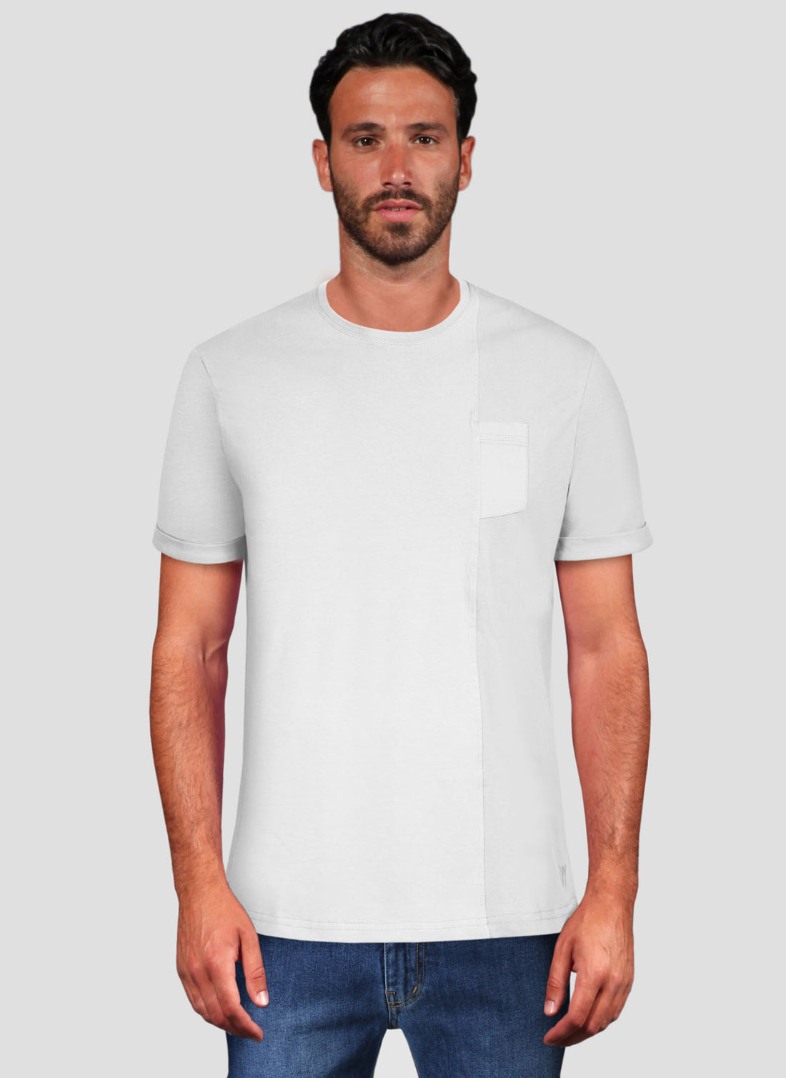 T-Shirt Giro Collo Doppio Tessuto - Bianco