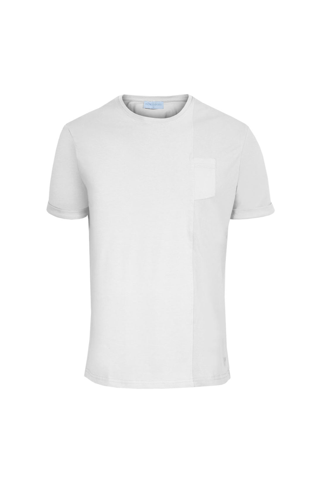 T-Shirt Giro Collo Doppio Tessuto - Bianco
