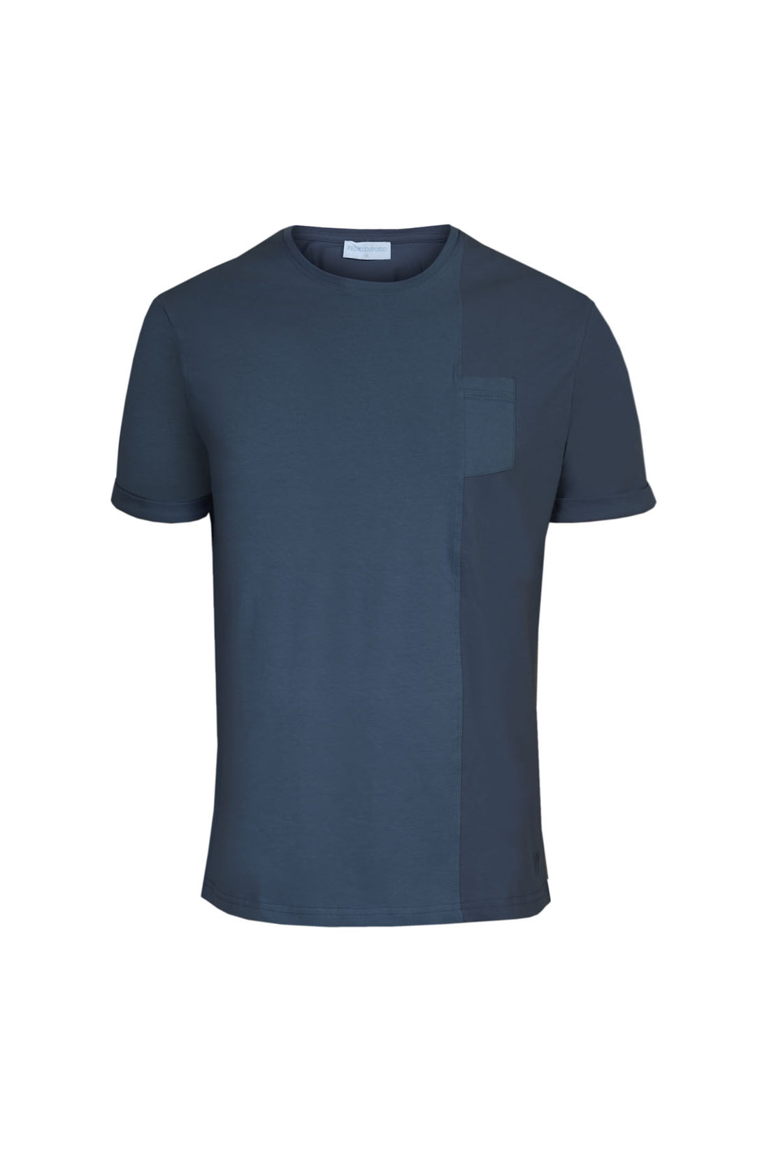 T-Shirt Giro Collo Doppio Tessuto - Blue