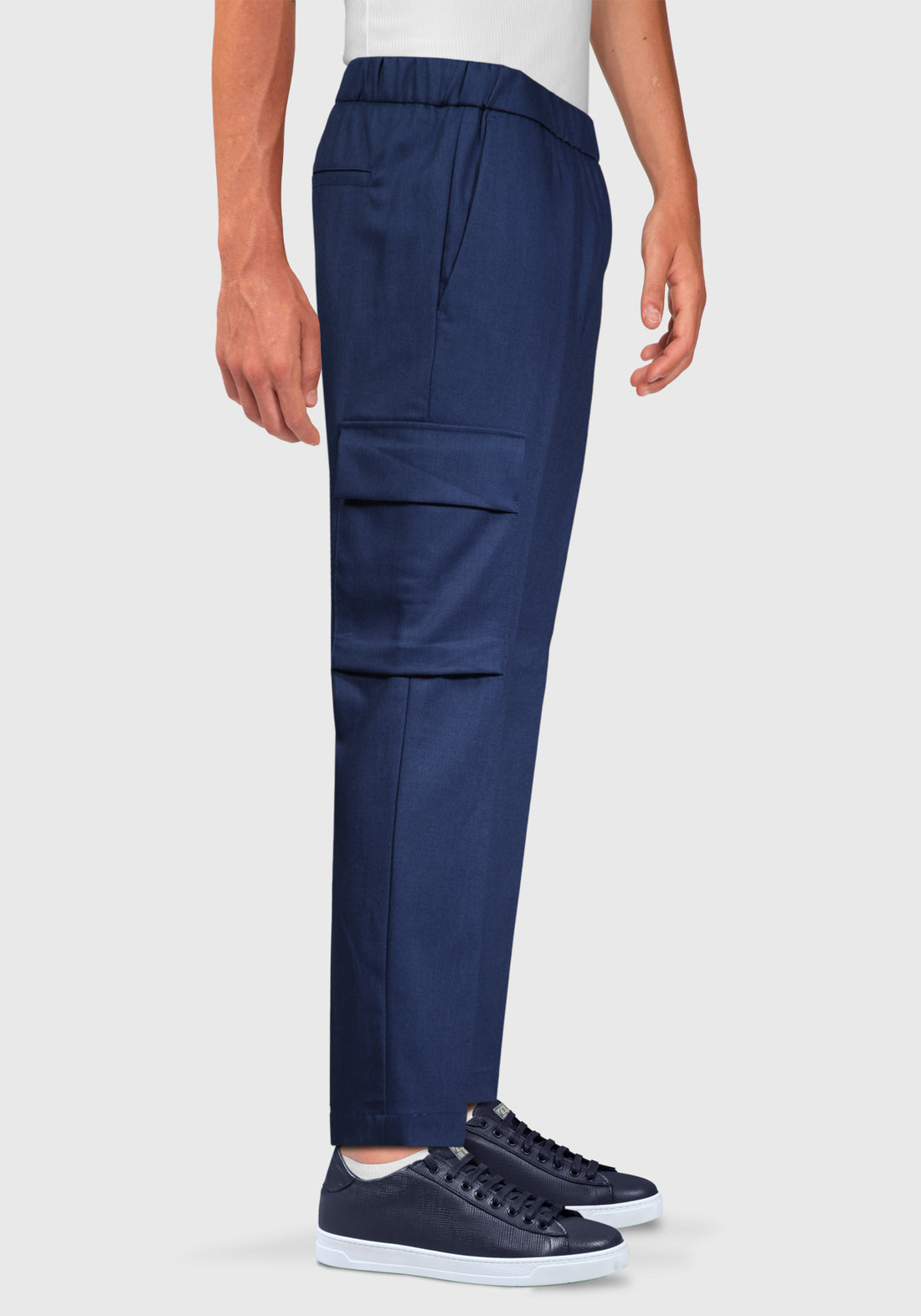 Pantalone fresco Lana con Tascone laterali - Blue