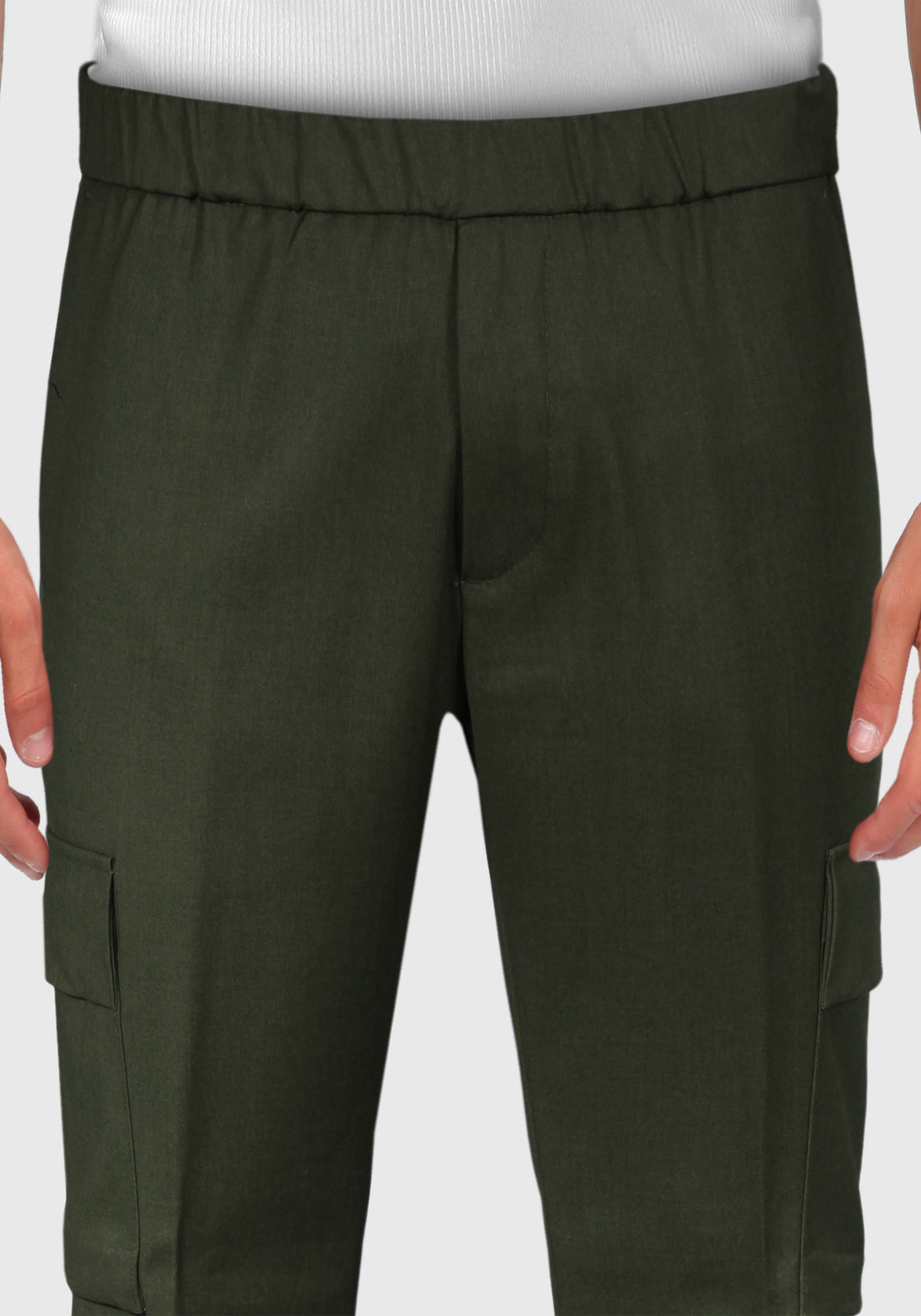 Cool wool trousers with large side pockets - Military