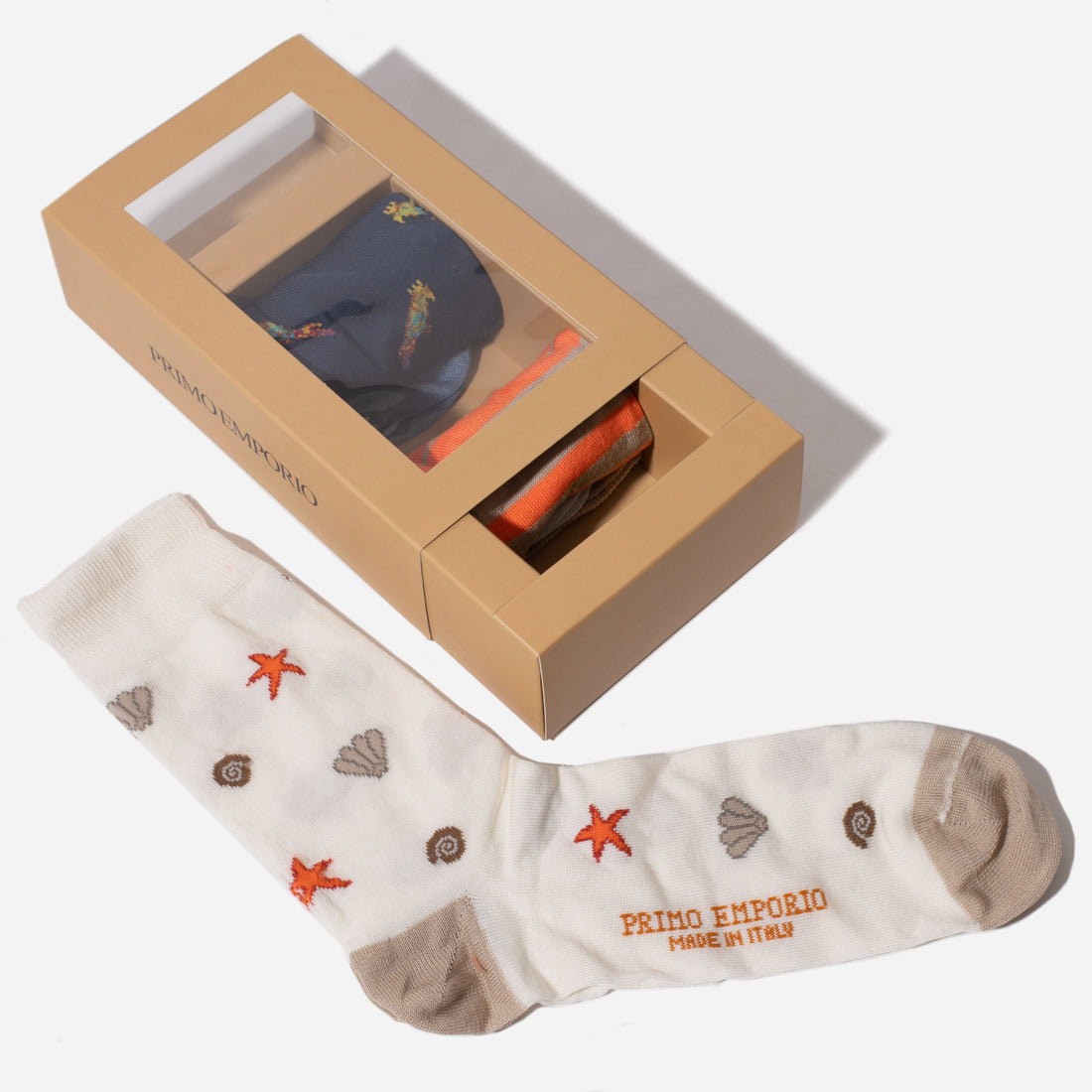 Three-piece socks package in box