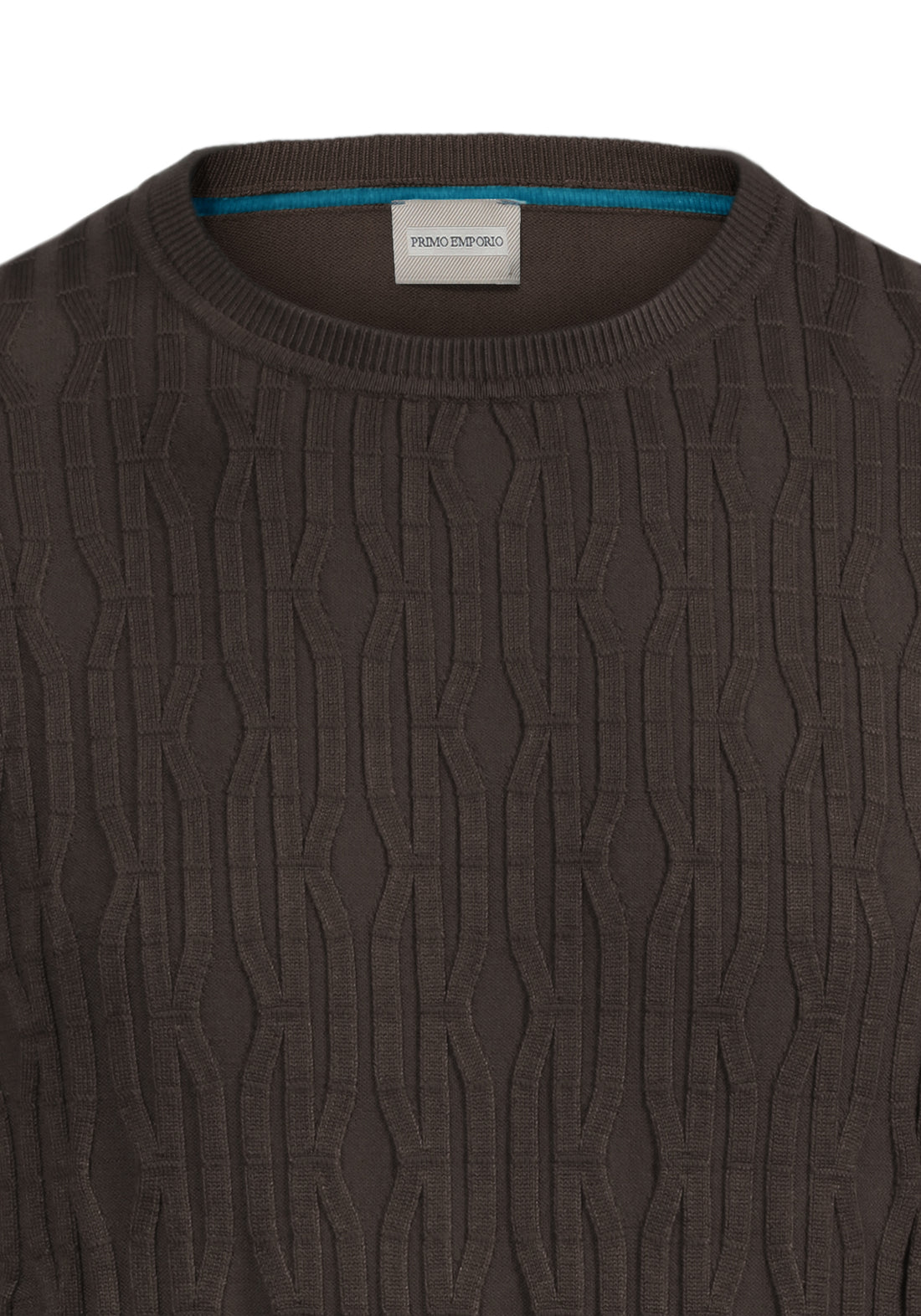 Round-neck sweater in viscose with relief finishing - Brown -