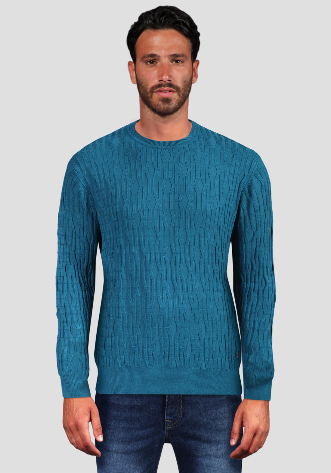Round-neck sweater in viscose with relief finishing -Ottanio-