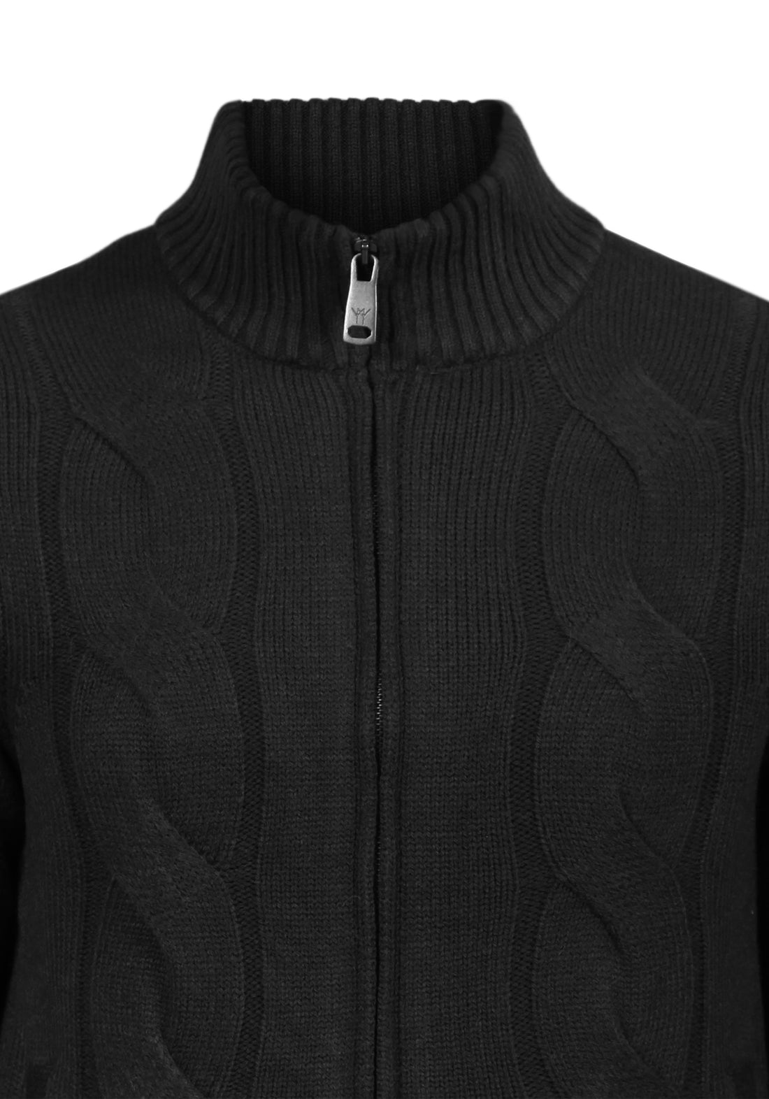 Braided sweater with internal fur - Black