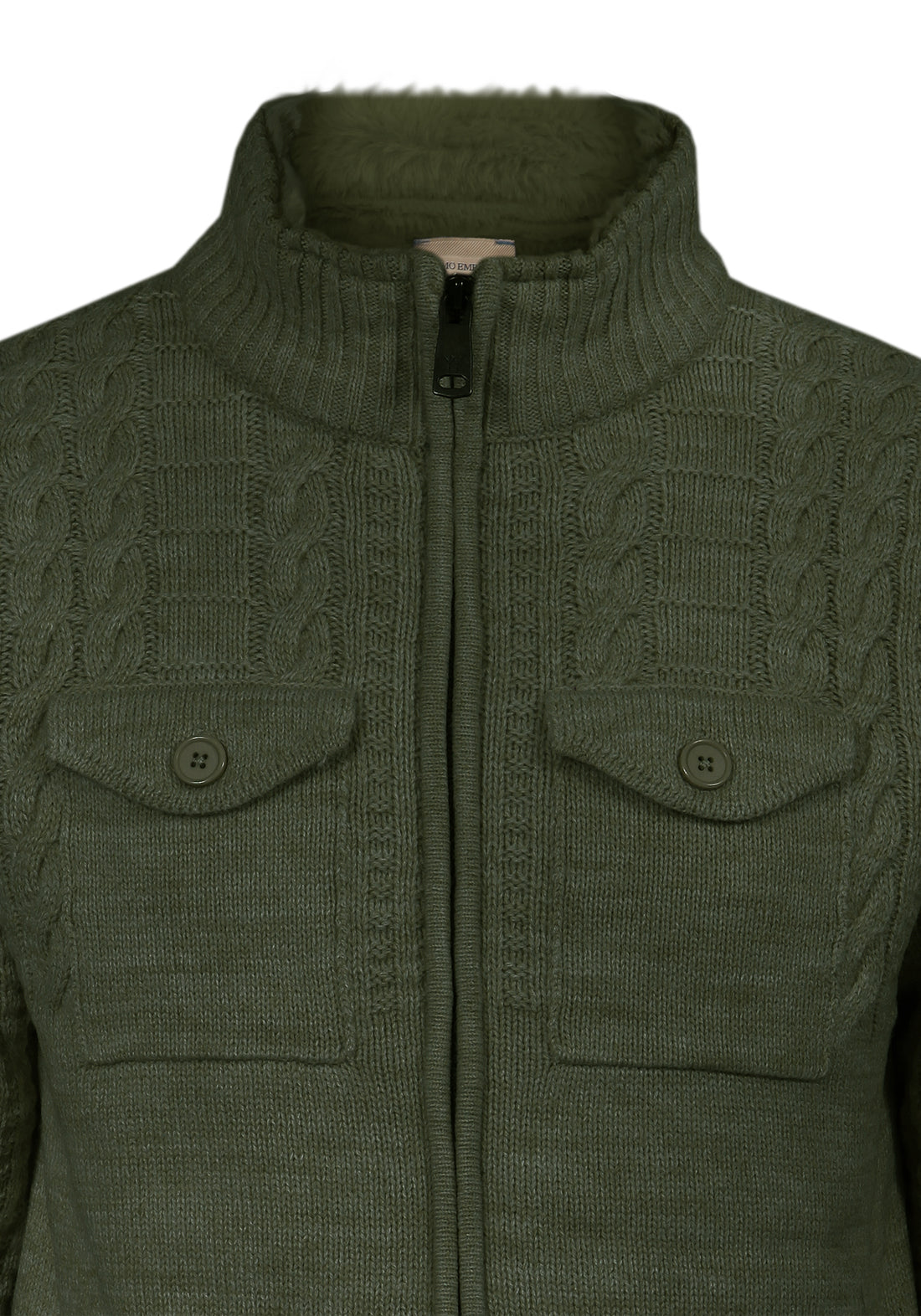 Sweater with two internal pockets in fur - Military -
