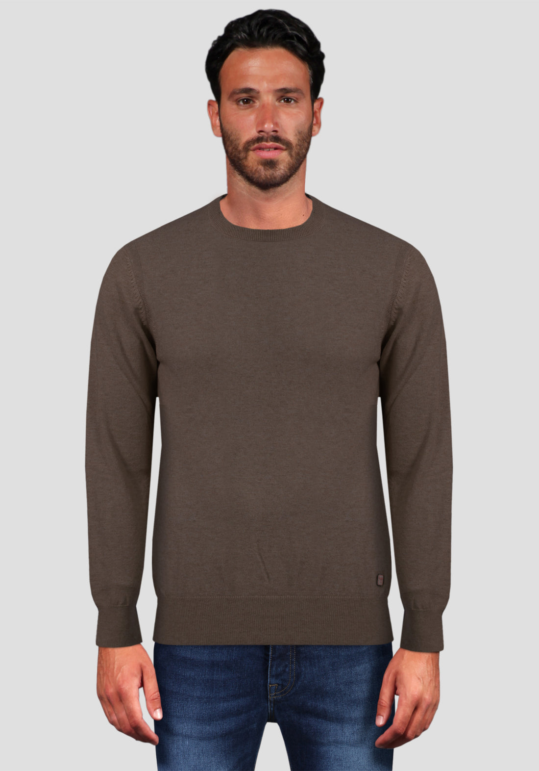 Wool &amp; Cashmere Round Neck Sweater - Brown -