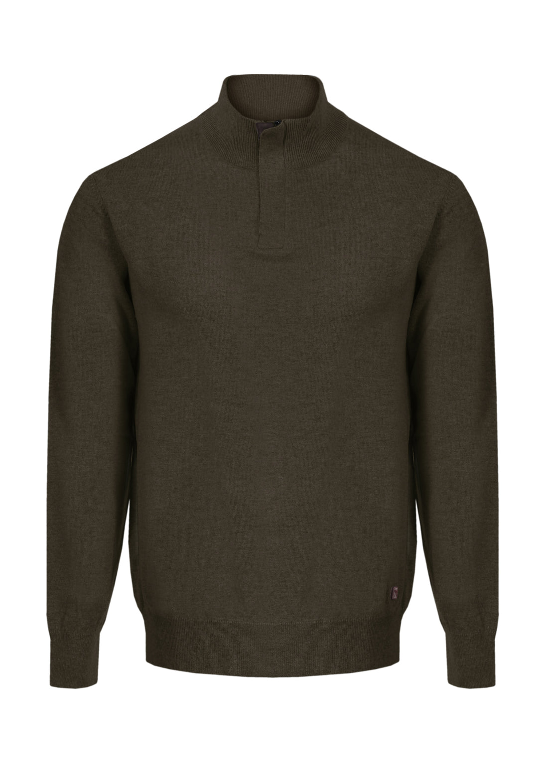 Sweater with contrasting zip closure in suede - dark brown