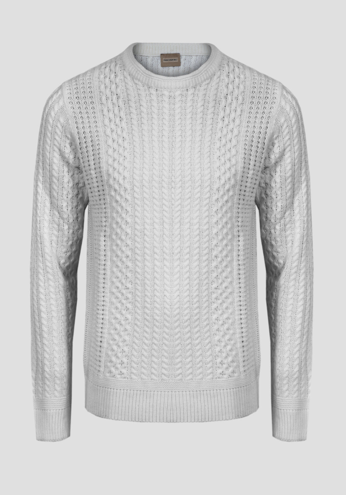 Cable knit crew neck sweater - White