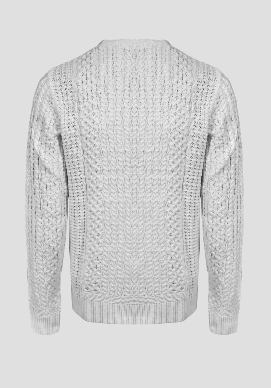 Cable knit crew neck sweater - White