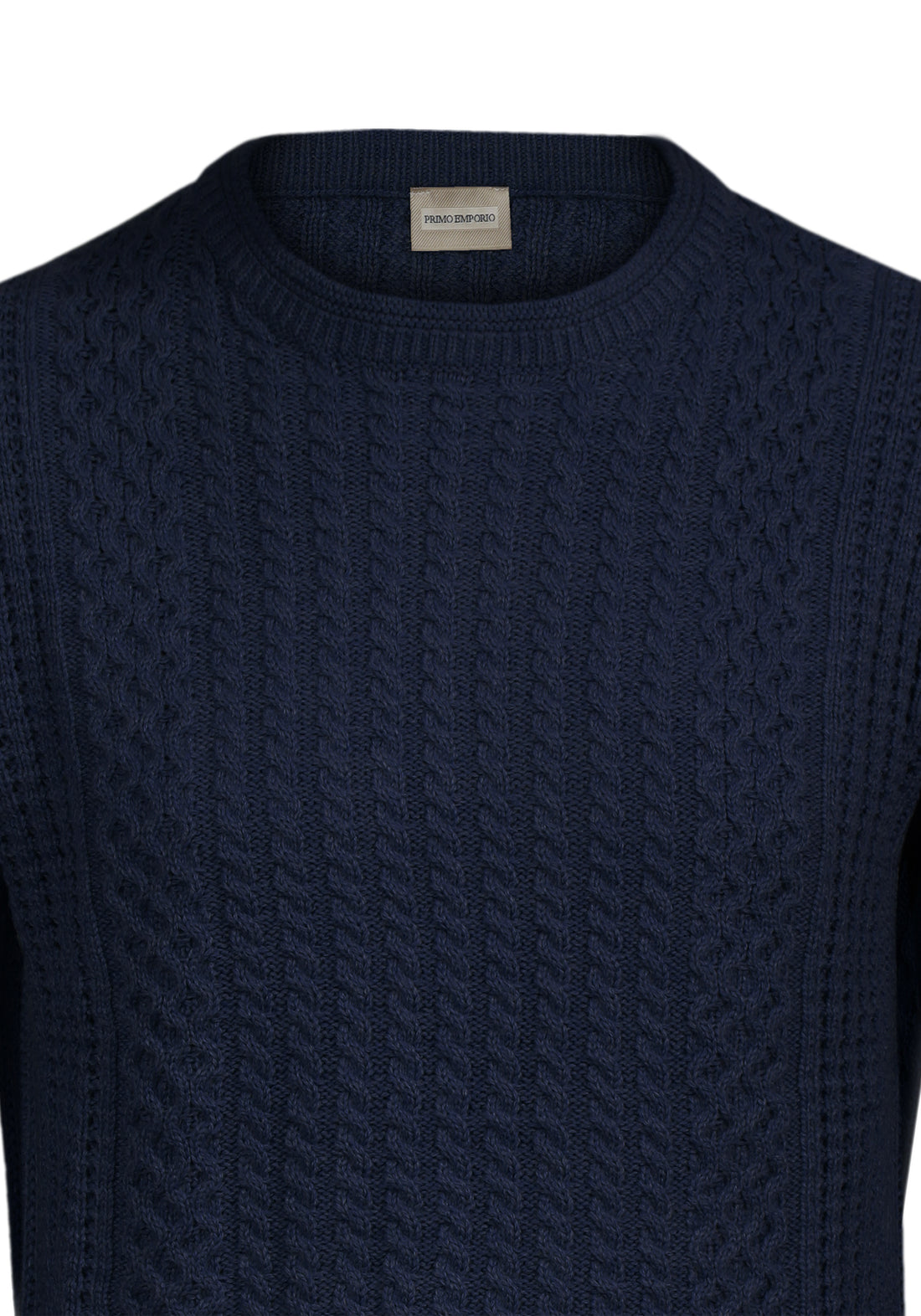 Cable knit crew neck sweater - Blue