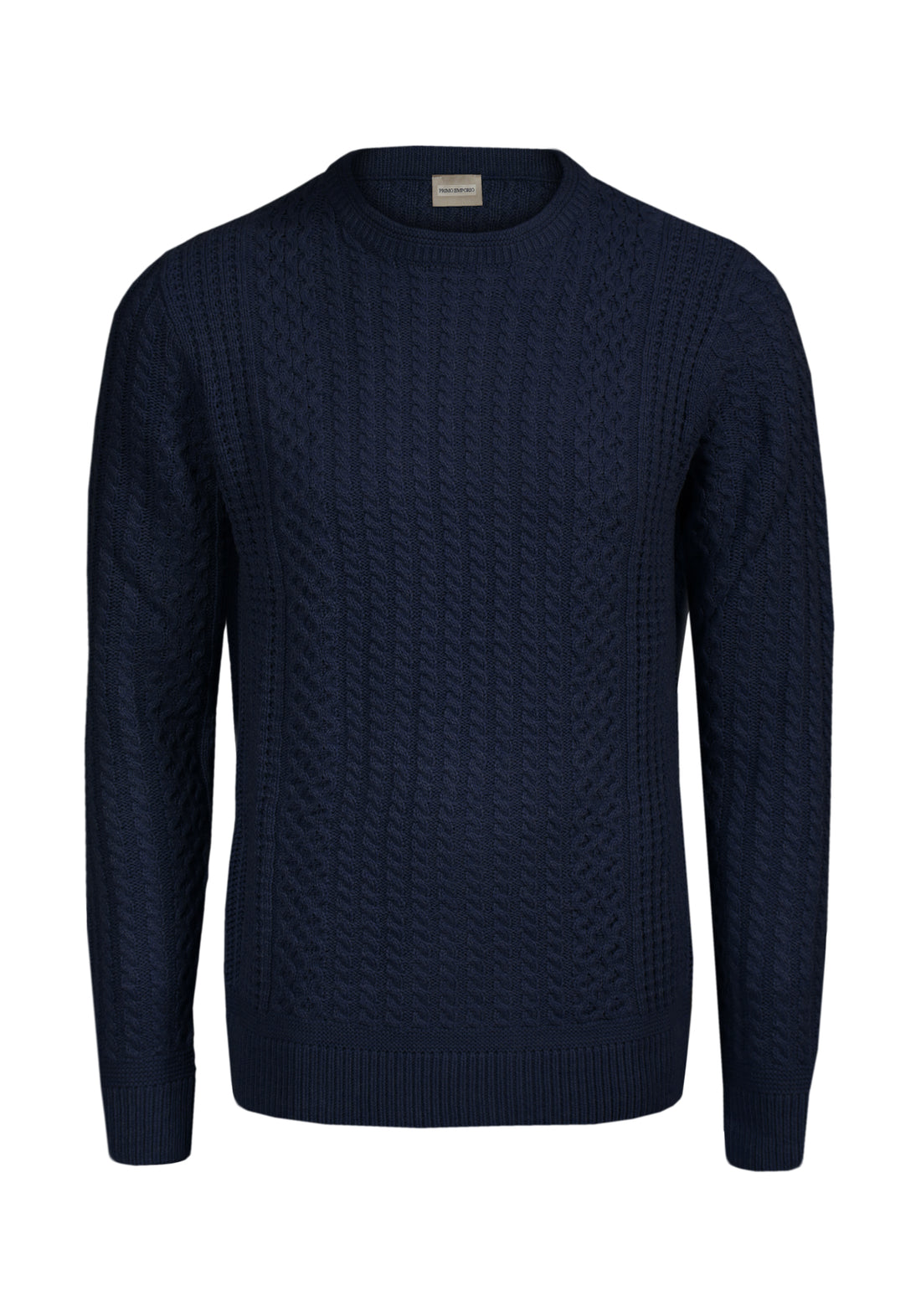 Cable knit crew neck sweater - Blue