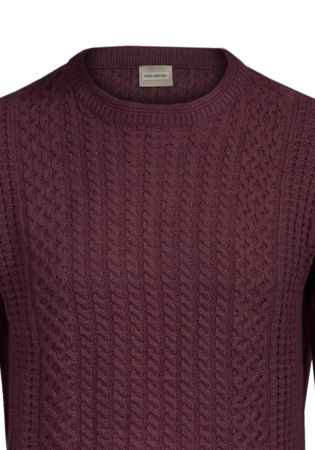 Braided round neck sweater - Bordo