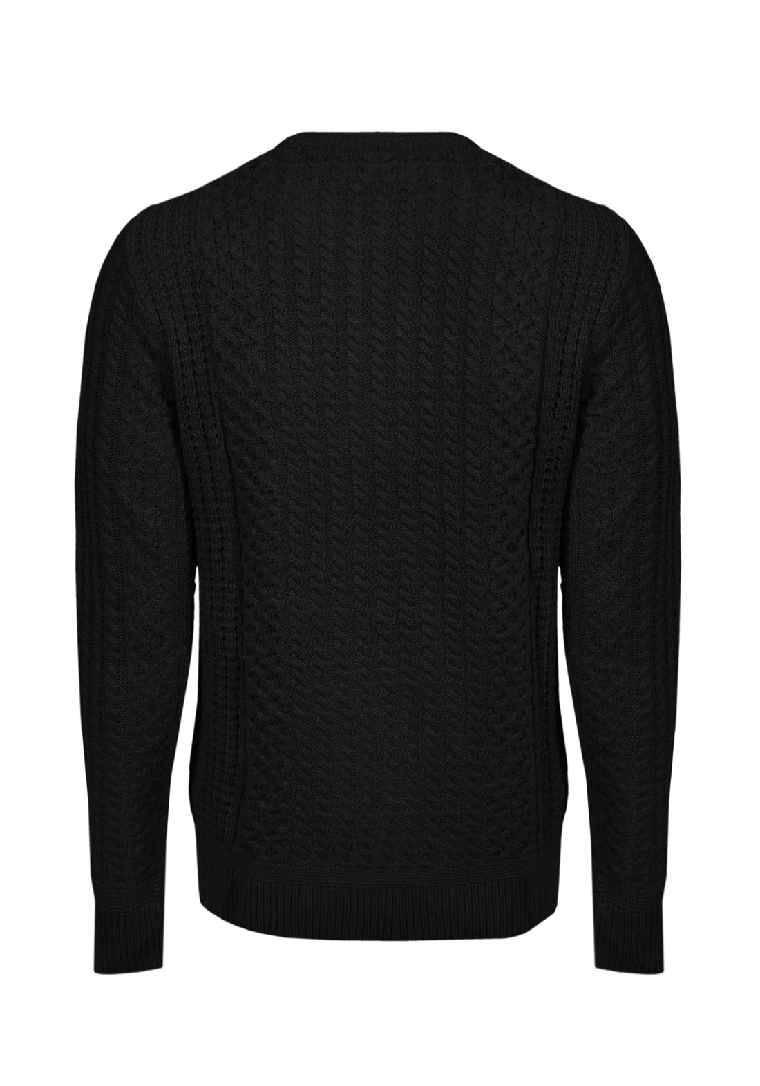 Cable knit crew neck sweater - Black