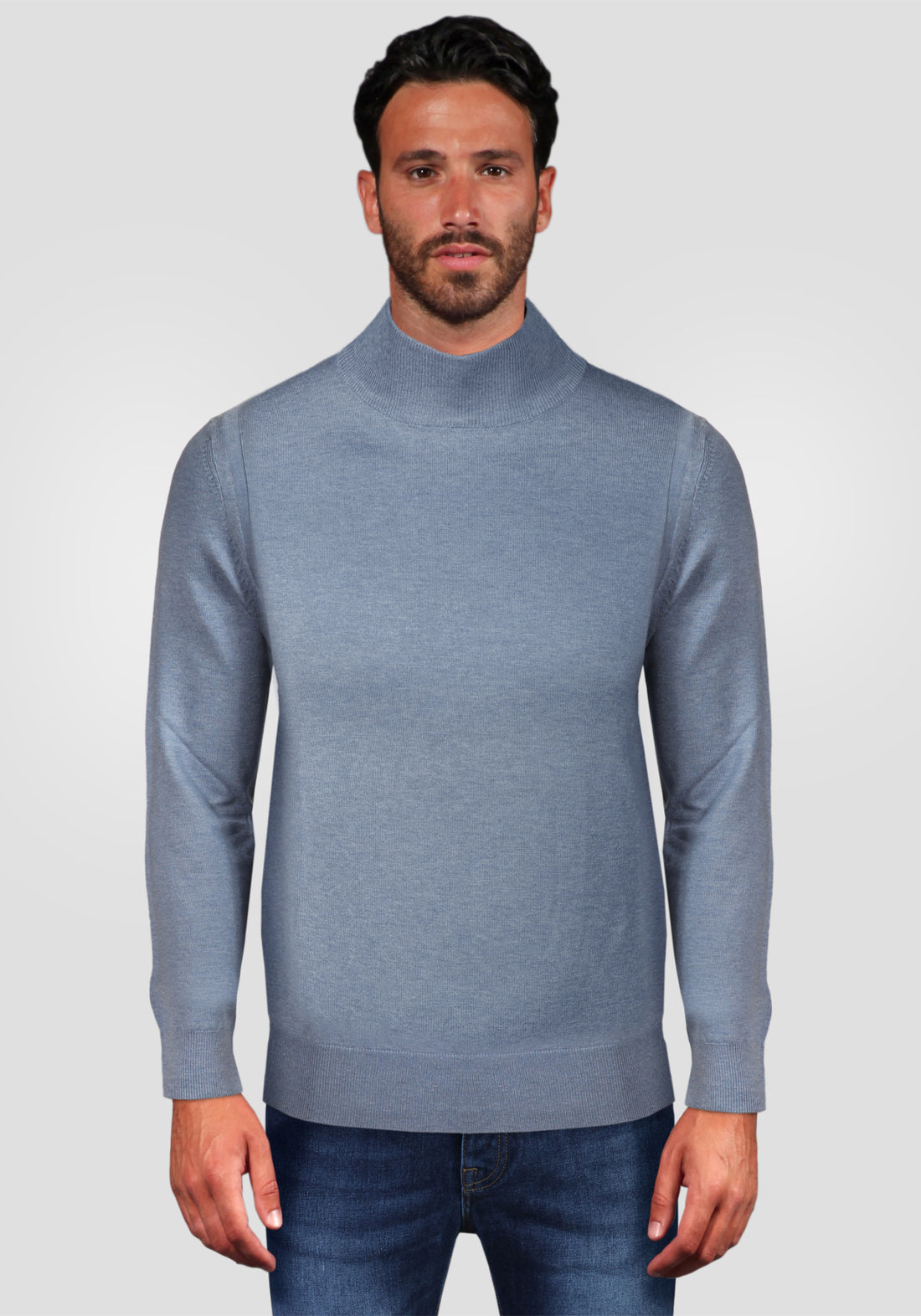 Half-neck sweater in viscose wool -Jeans-