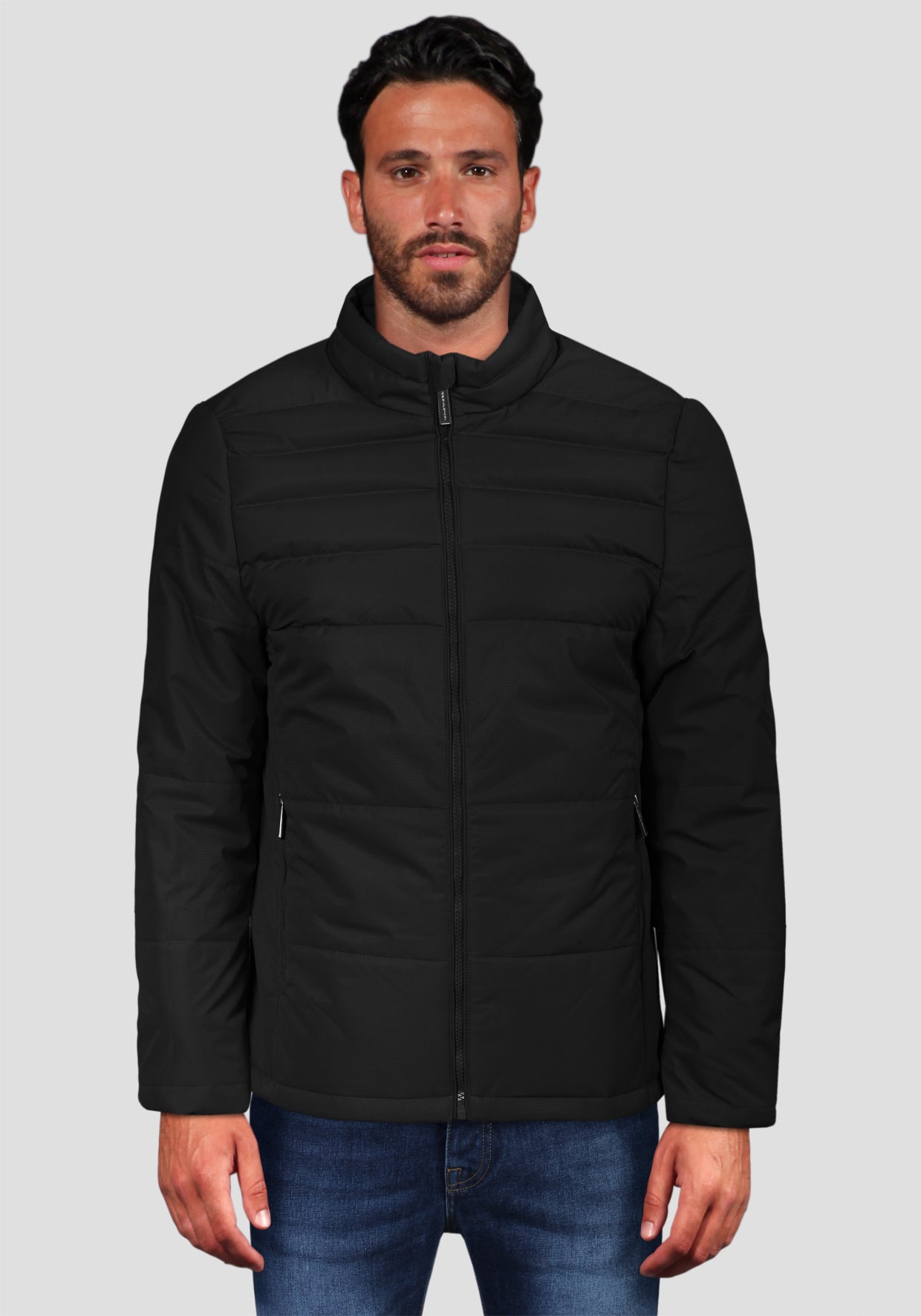 Short down jacket with zip closure - Black -