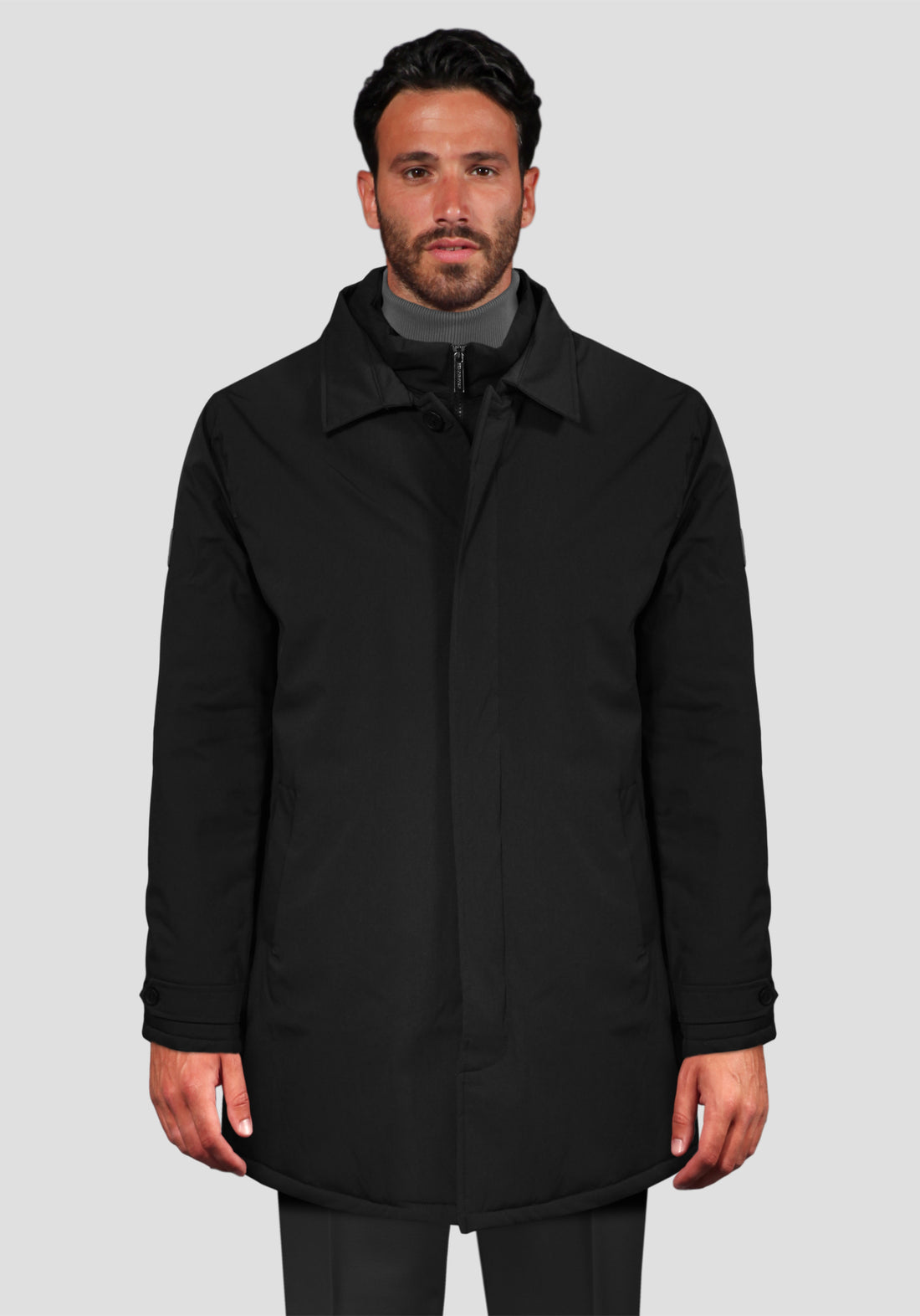 Trench Coat Shirt Collar Removable internal bib - Black