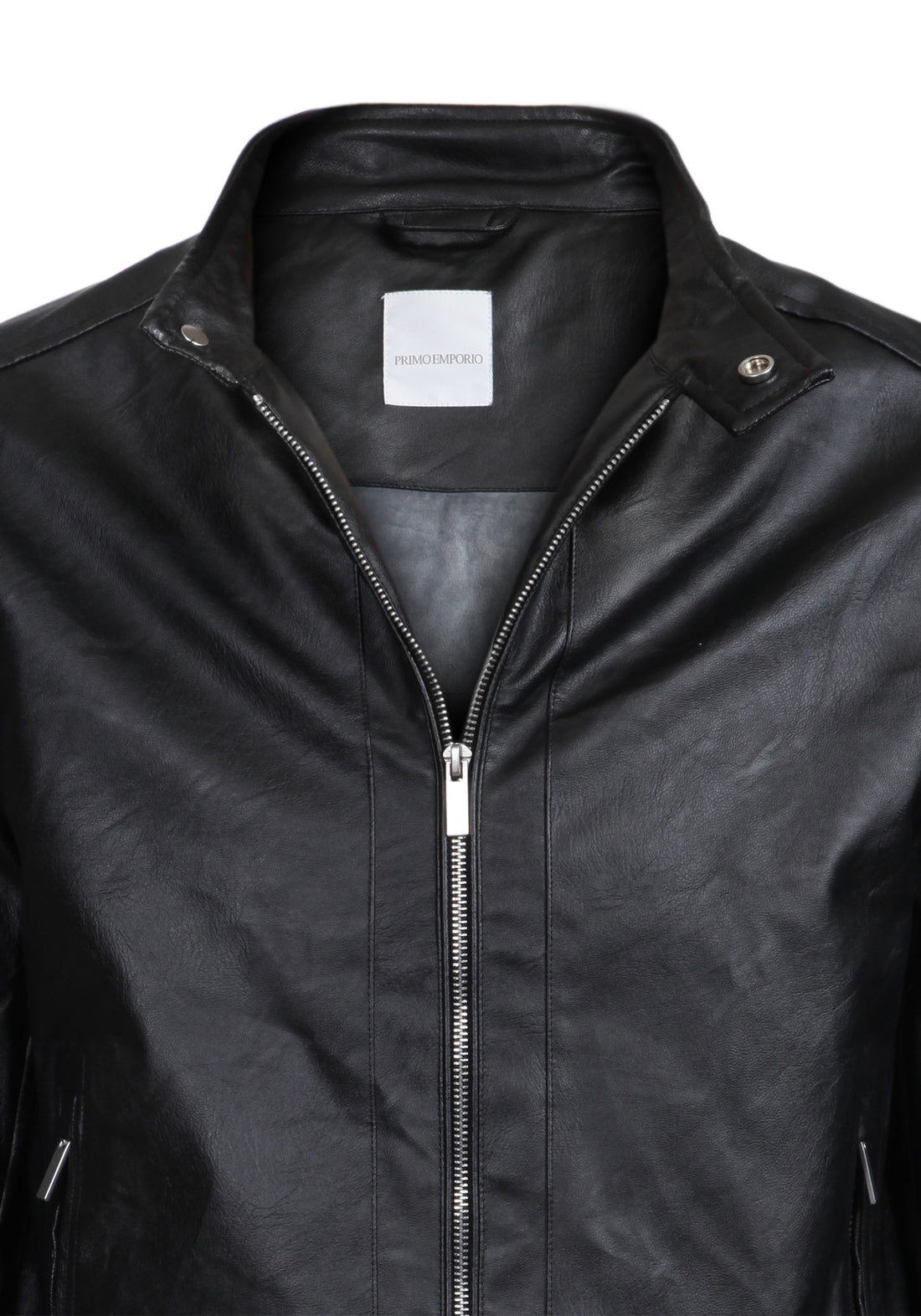 Eco Leather Jacket with Inner Fur - Black