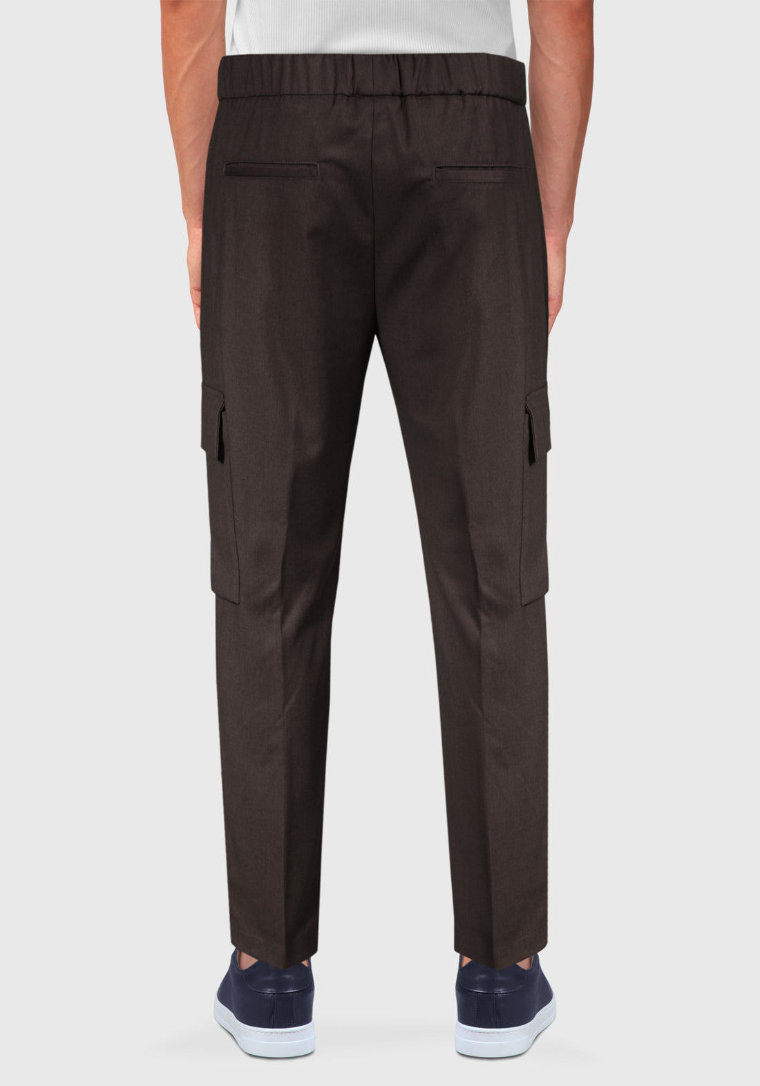 Cool wool trousers with large side pockets - Tobacco
