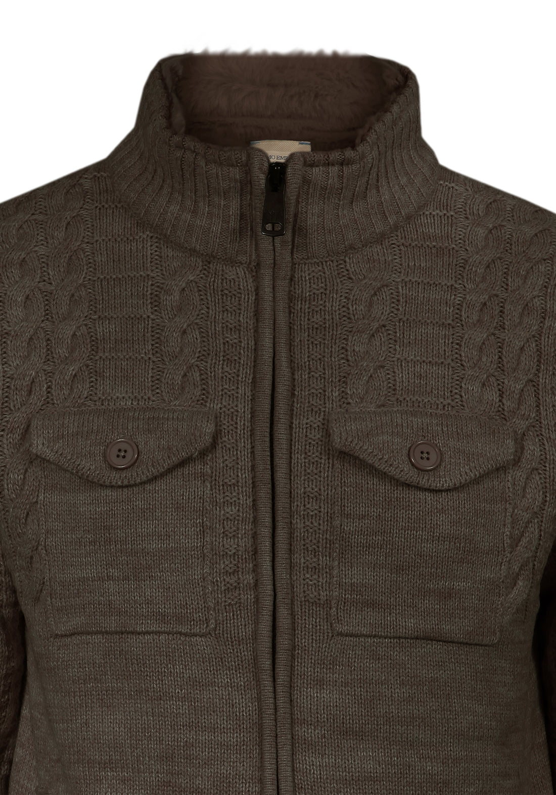 Sweater with two internal pockets in fur - Brown -