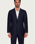 Single-breasted two-button cotton suit -Blue-