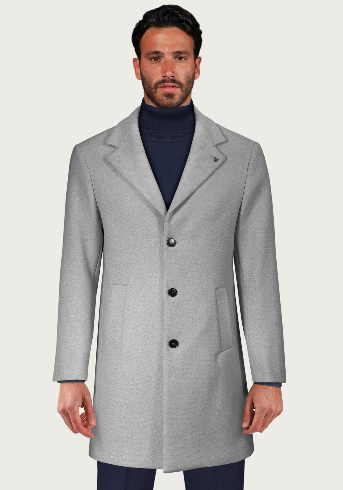 Single-breasted wool coat - Grey