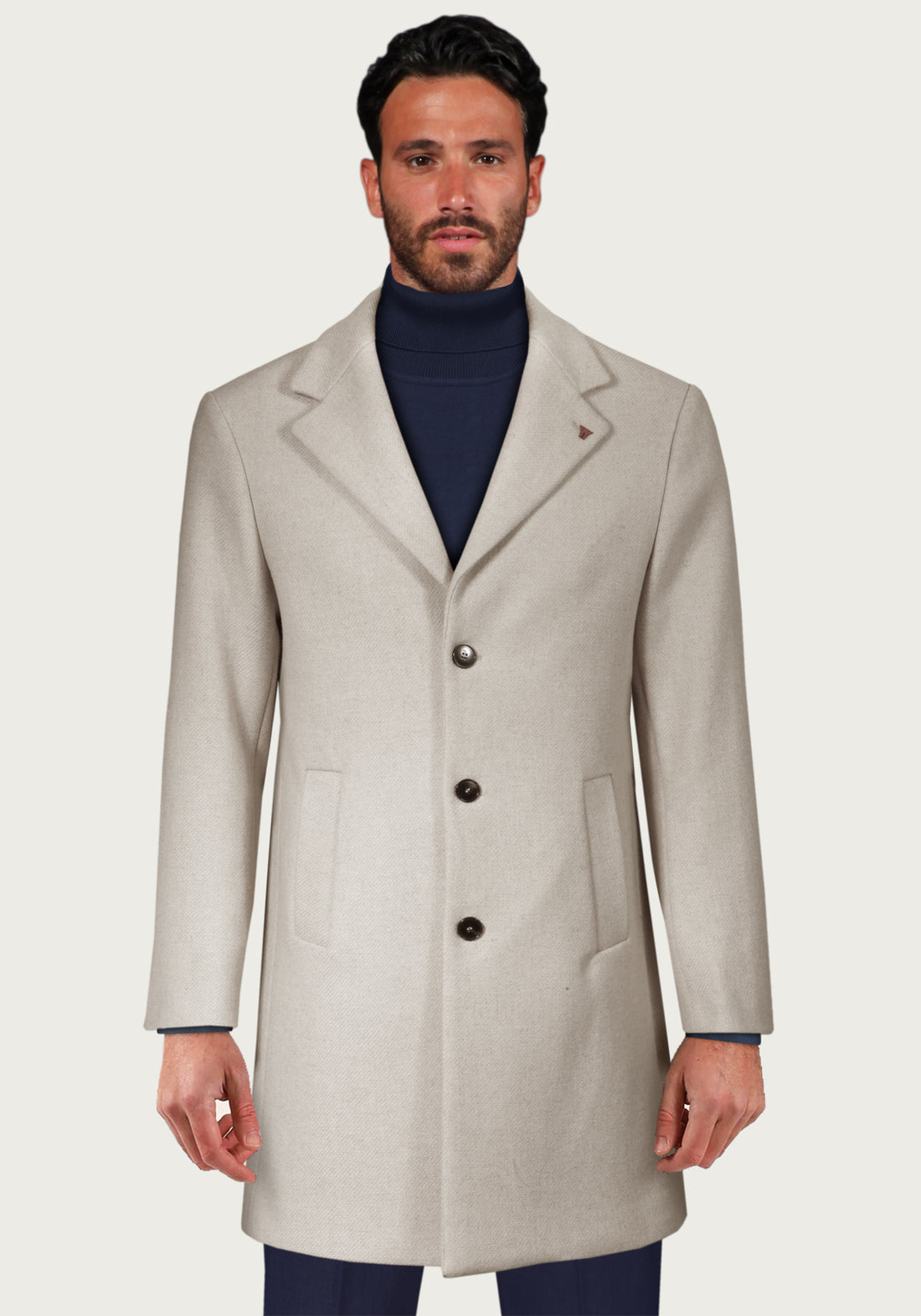 Single-breasted wool coat - Beige