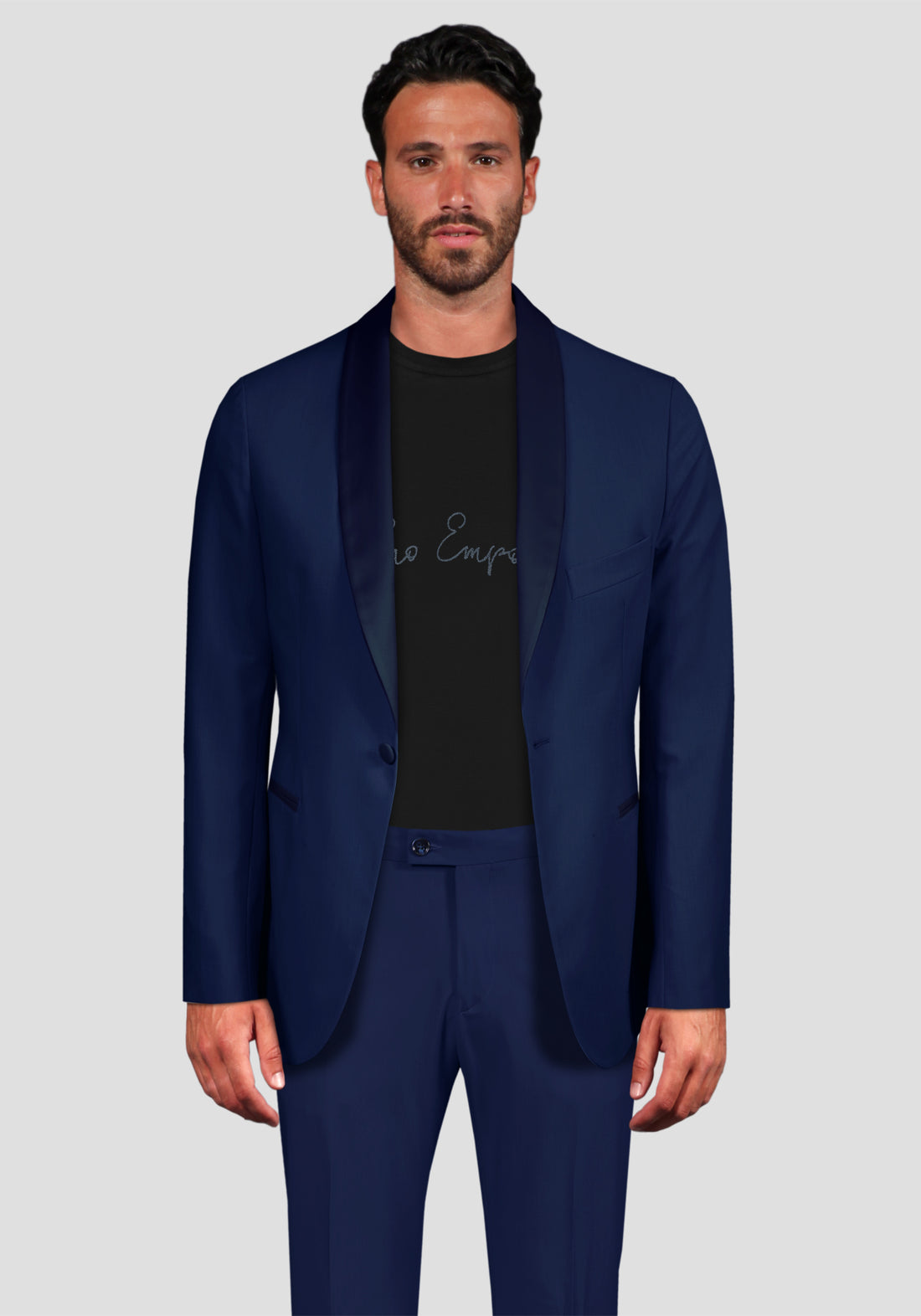 Satin Lapel Ceremony Tuxedo Suit - Bluette