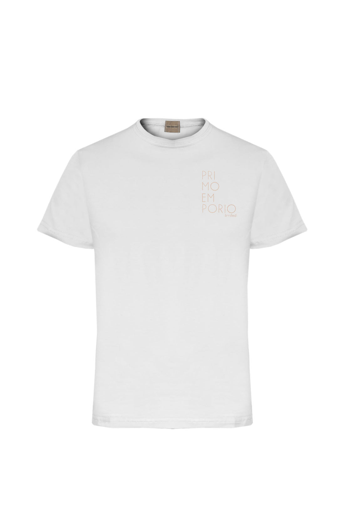 Elastic T-Shirt with Primo Emporio Chest Print - White