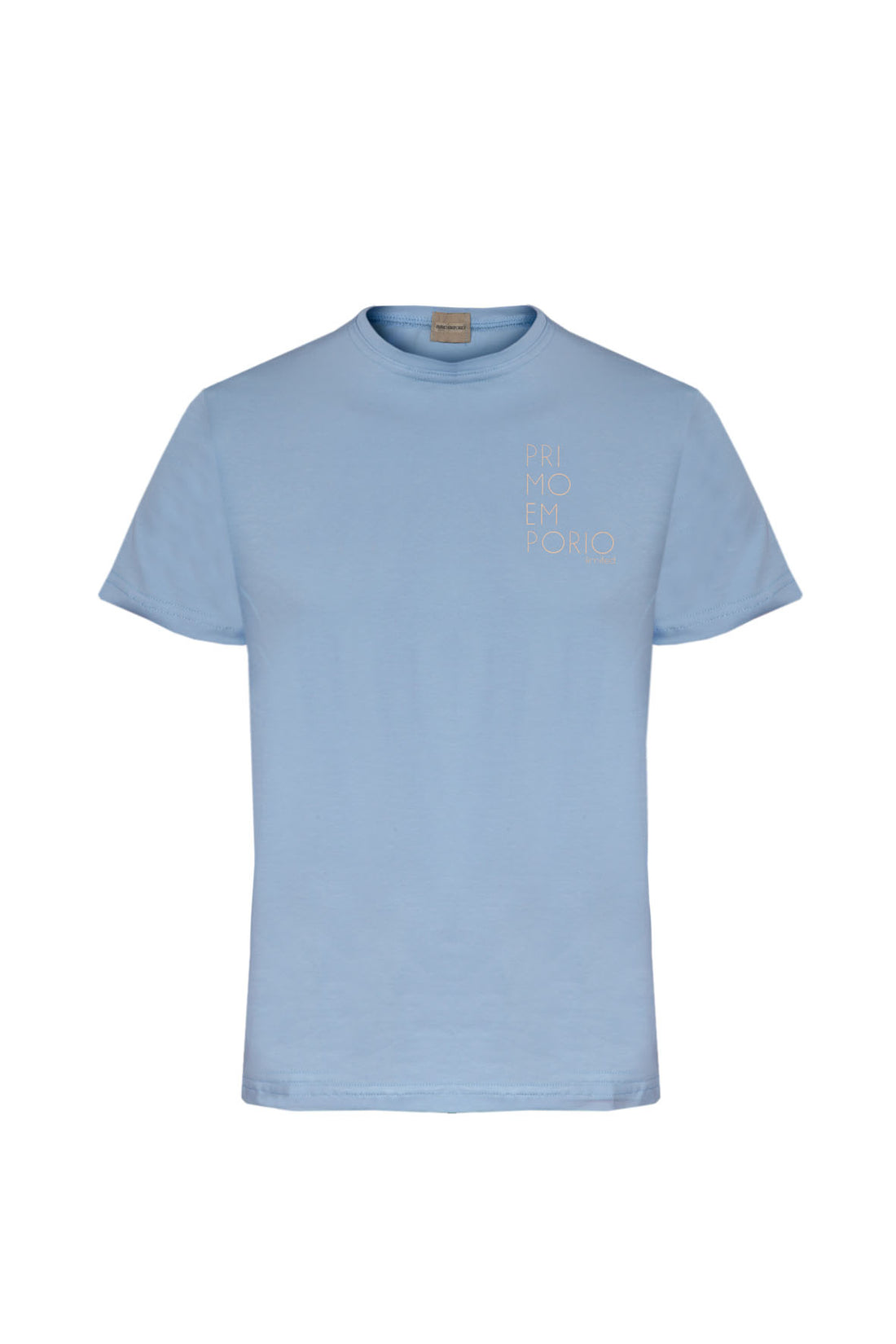 T-Shirt Elastica con Stampa Petto Primo Emporio - Celeste